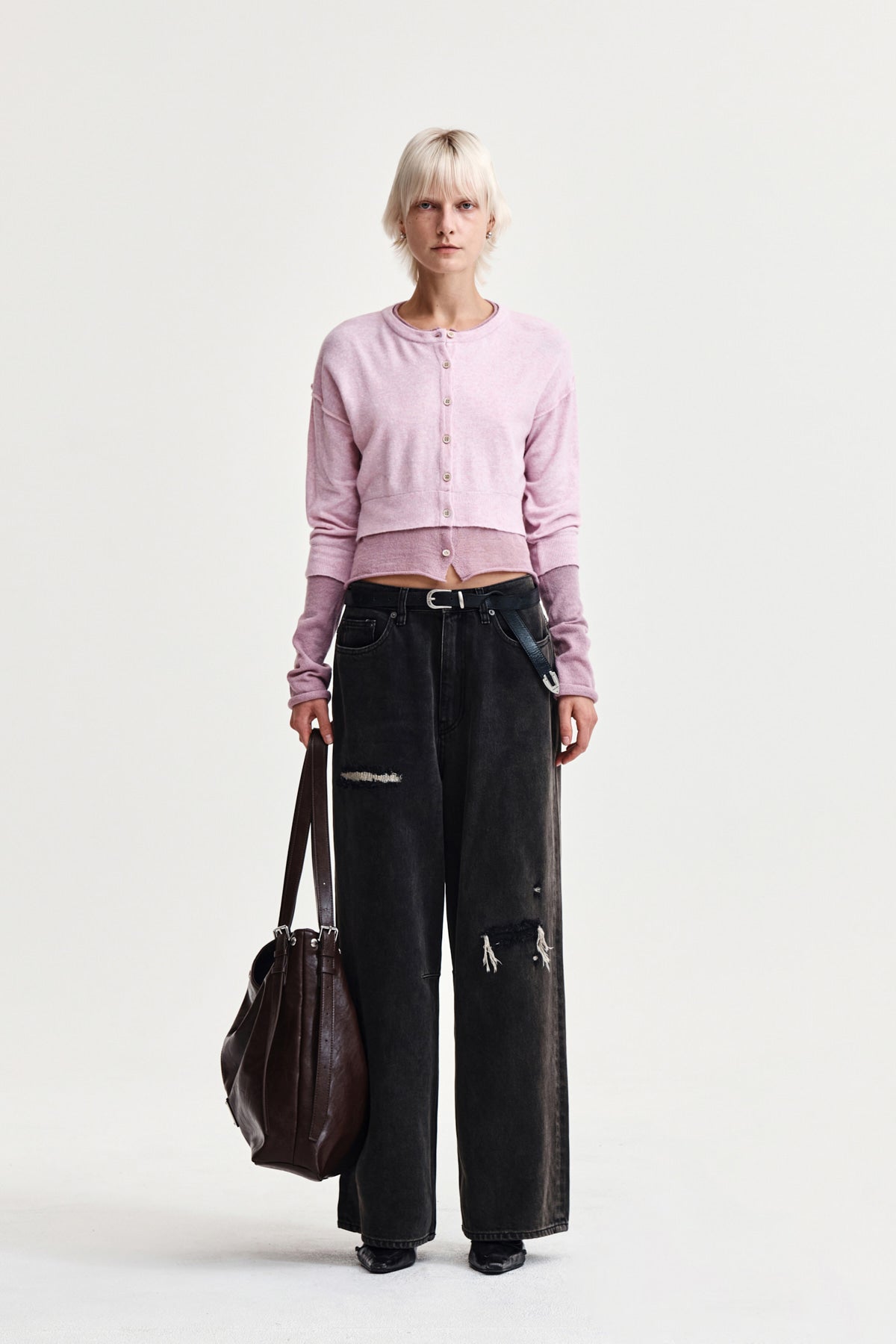 Matin Kim - Back Logo Wide Denim Pants (Charcoal) product image 10 | TRAB K-Fashion Australia