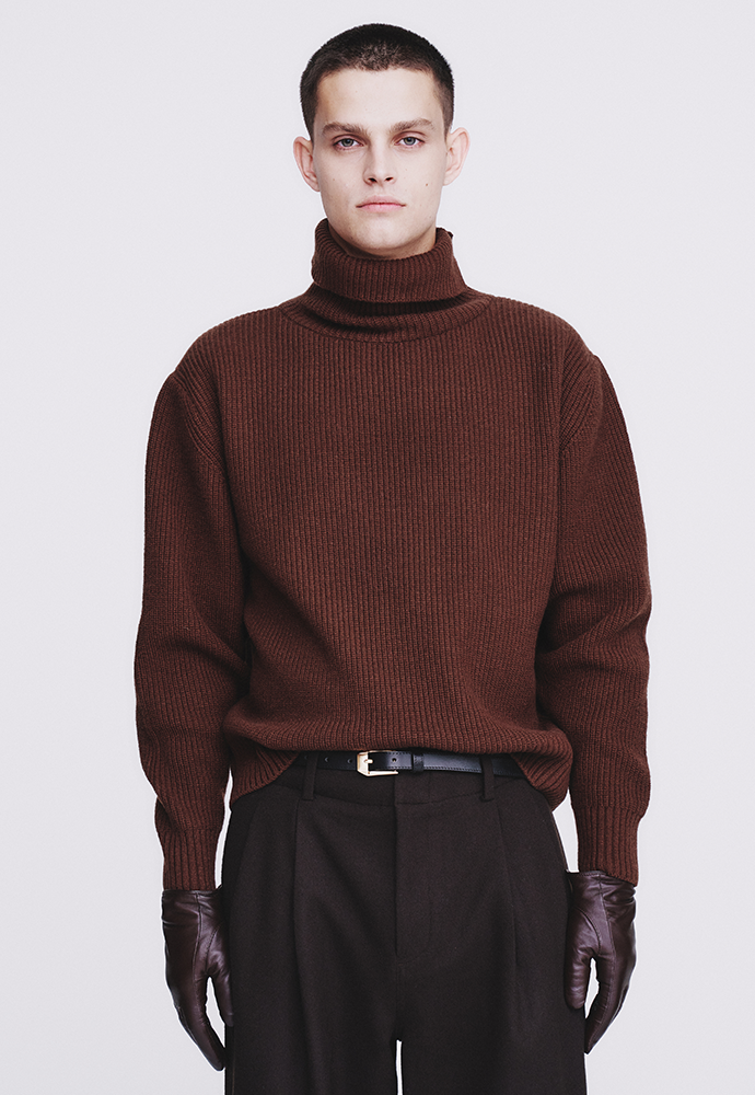 Tonywack - Hard Twist Wool Slit Turtleneck Knit (Brown) product image 5 | TRAB K-Fashion Australia