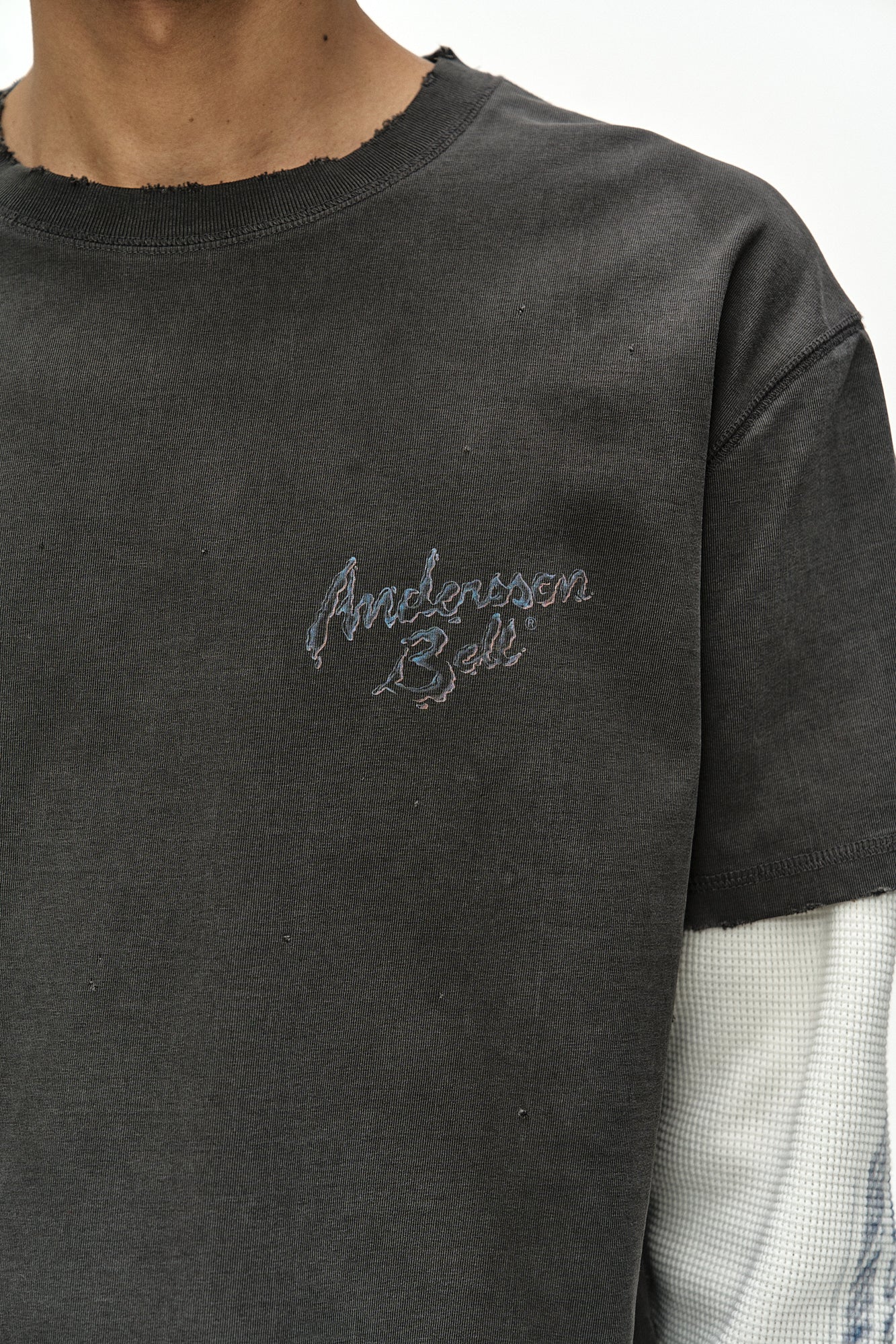 Andersson Bell - Distress Layered Long Sleeve T-Shirt (charcoal) (Charcoal) product image 6 | TRAB K-Fashion Australia