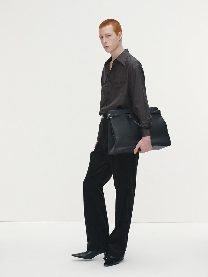 Tonywack - Silk Double Pocket Shirt (Olive Charcoal) product image 3 | TRAB K-Fashion Australia