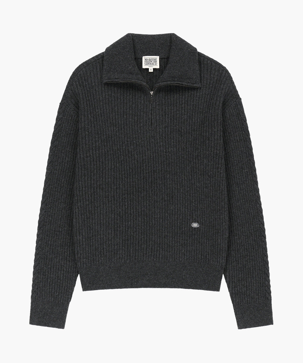 Marithe & Francois Girbaud - Cable Point Half Zip-up Knit (Charcoal) product image 6 | TRAB K-Fashion Australia