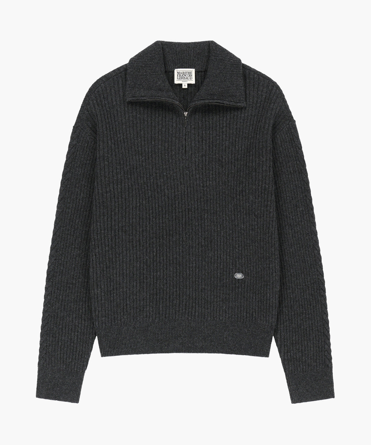 Marithe & Francois Girbaud - Cable Point Half Zip-up Knit (Charcoal) product image 6 | TRAB K-Fashion Australia
