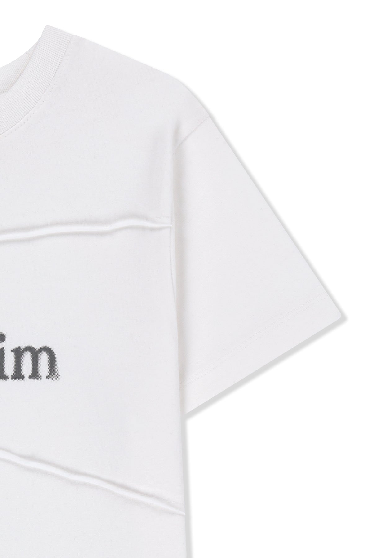 Matin Kim - Diagonal Cut Logo Crop Top (White) product image 4 | TRAB K-Fashion Australia