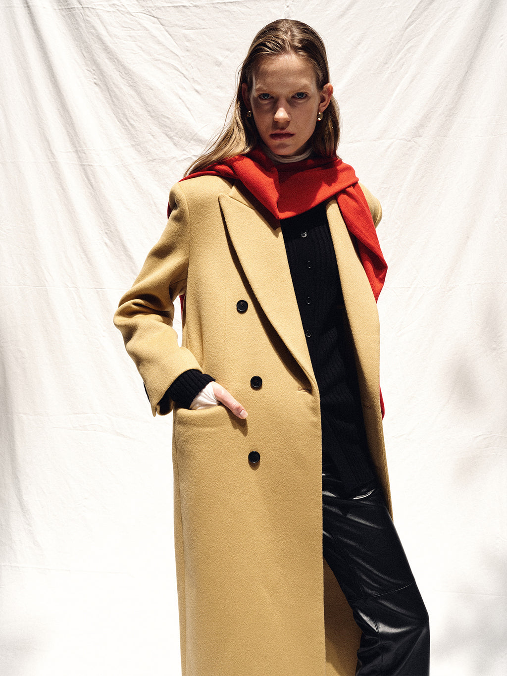 Tonywack - Wool Tailored Double-Breasted Maxi Coat (Camel) product image 3 | TRAB K-Fashion Australia
