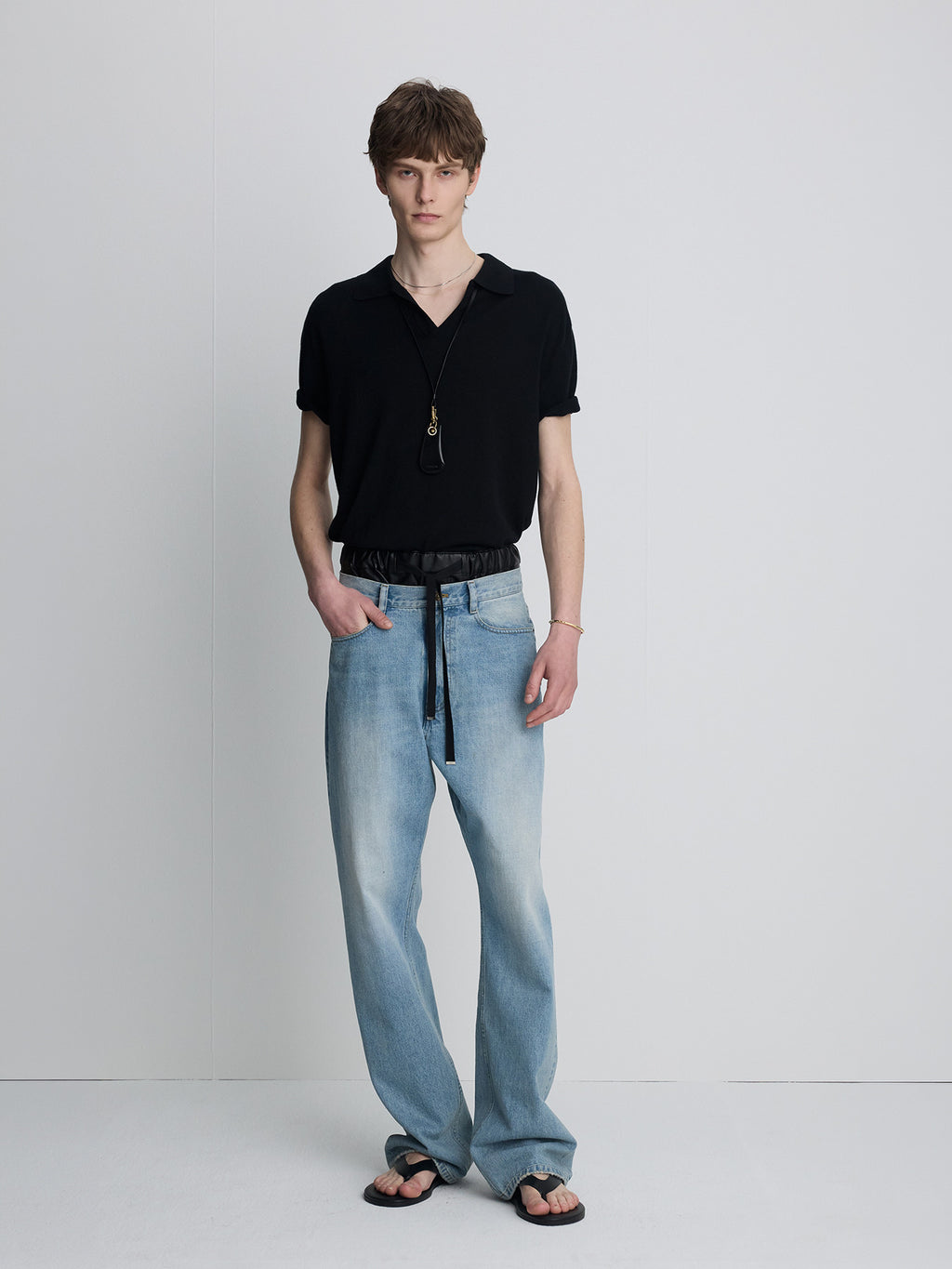 Tonywack - Silk Cashmere Open Collar Knit (Black) product image 1 | TRAB K-Fashion Australia