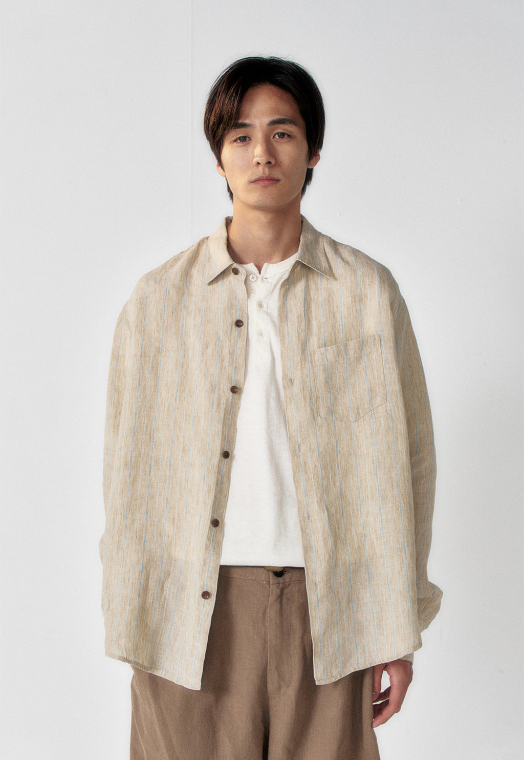 Art if acts - Linen Stripe Pocket Shirt (Beige) product image 5 | TRAB K-Fashion Australia