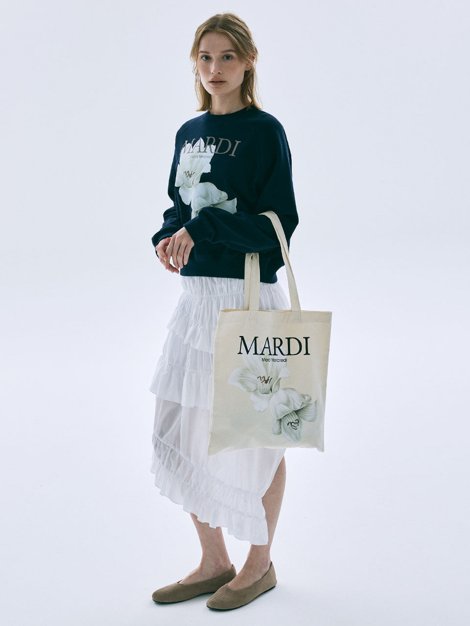 Mardi Mercredi - Canvas Bag Lilies 05 (Cream) product image 1 | TRAB K-Fashion Australia
