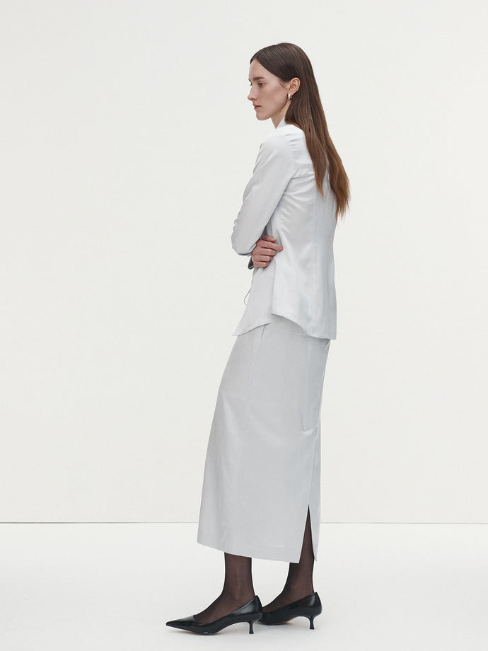 Tonywack - Satin Regular-Fit Shirt (Silver) product image 4 | TRAB K-Fashion Australia