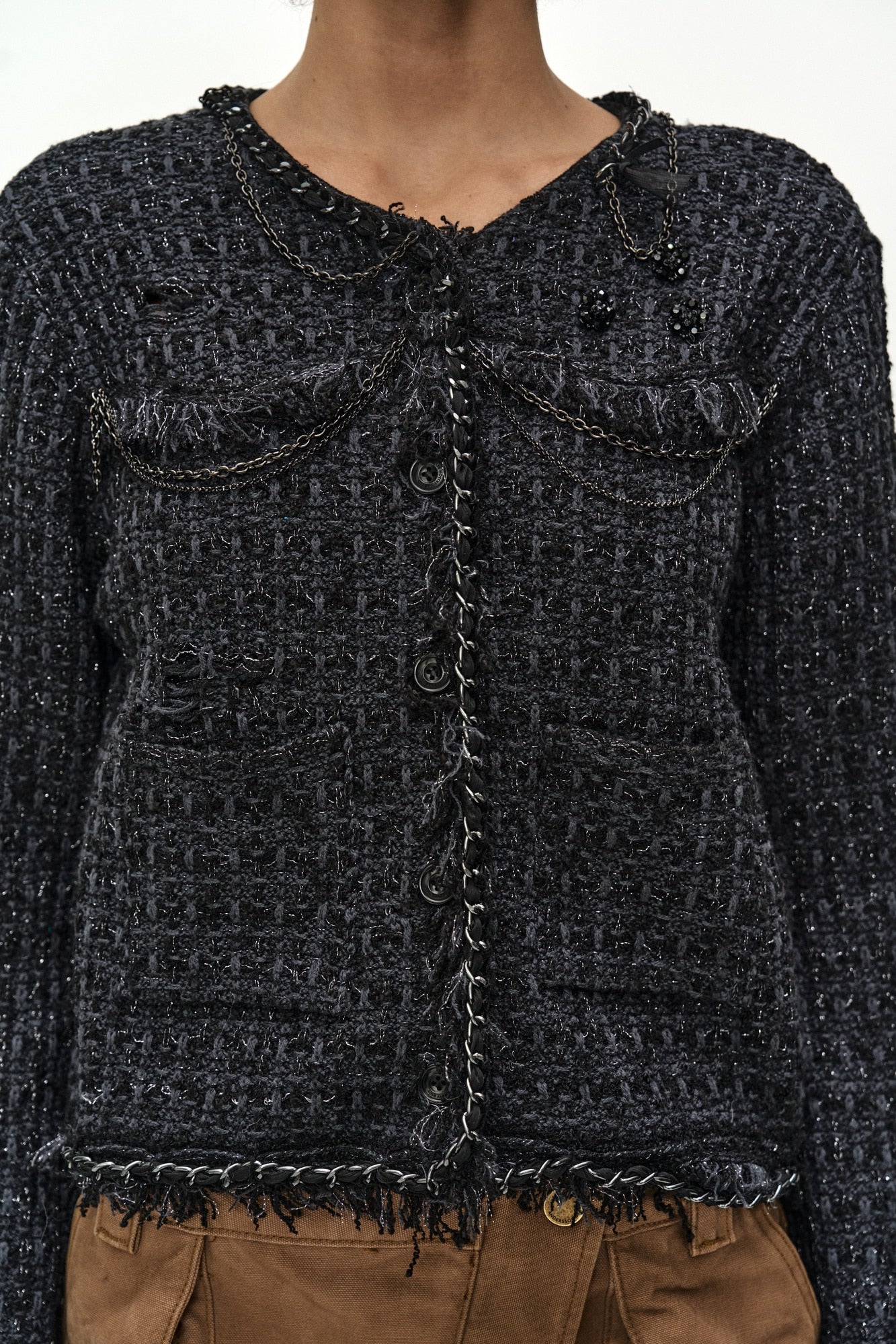 Andersson Bell - [Pre-Order – Ships August 3] Raw Chain-Edge Tweed Jacket (black) (Black) product image 7 | TRAB K-Fashion Australia
