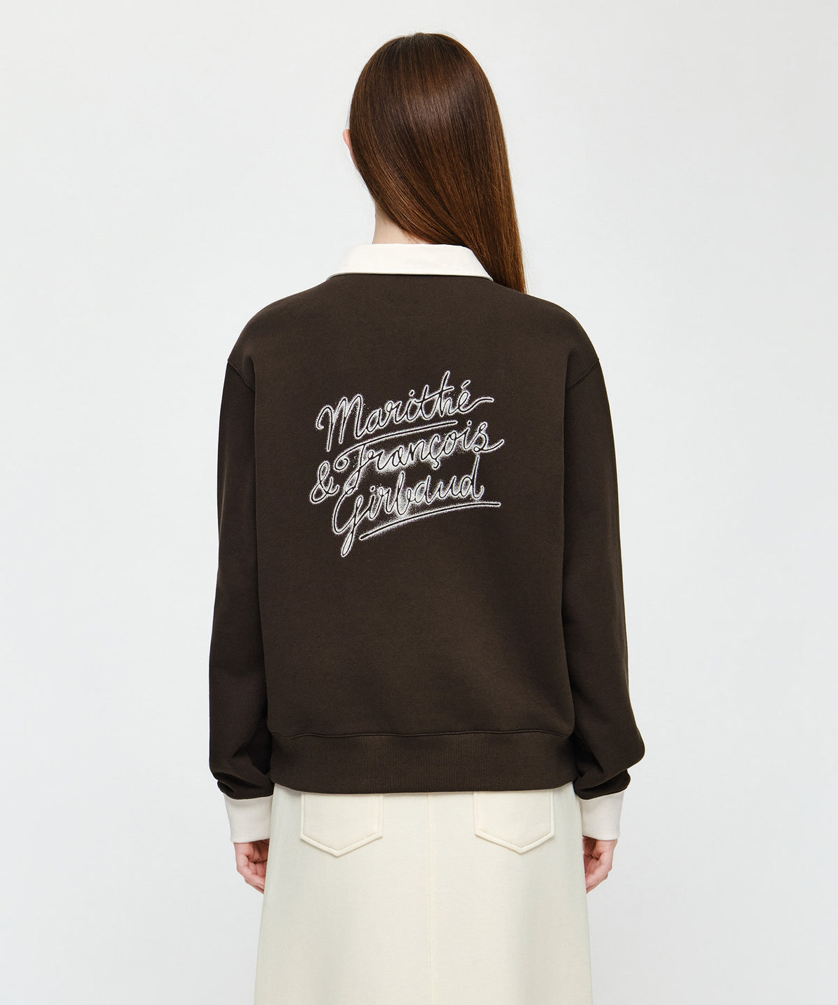 Marithe & Francois Girbaud - Color Block Collar Sweatshirt (Dark Brown) product image 3 | TRAB K-Fashion Australia