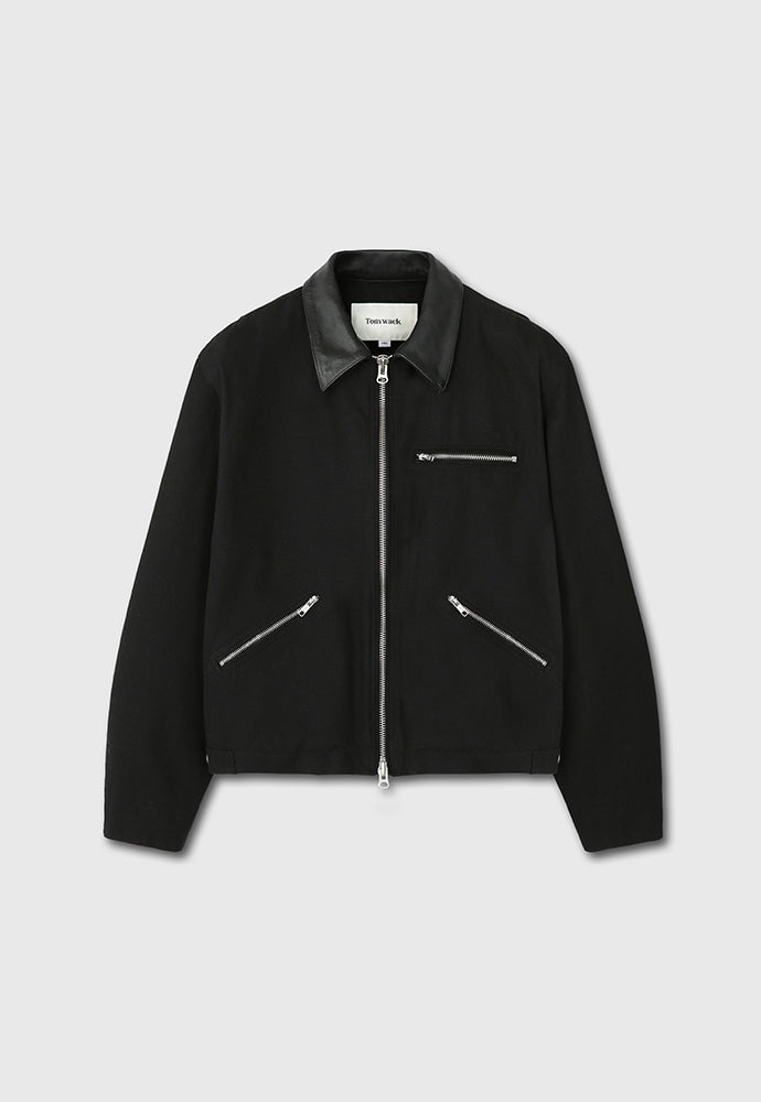 Tonywack - Leather Collar Canvas Work Jacket (Black) product image 7 | TRAB K-Fashion Australia