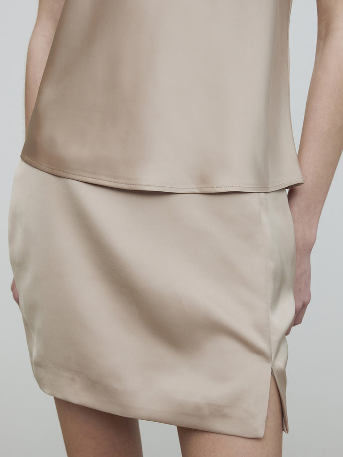 Tonywack - Satin Low-Waist Miniskirt (Golden Sand) product image 5 | TRAB K-Fashion Australia