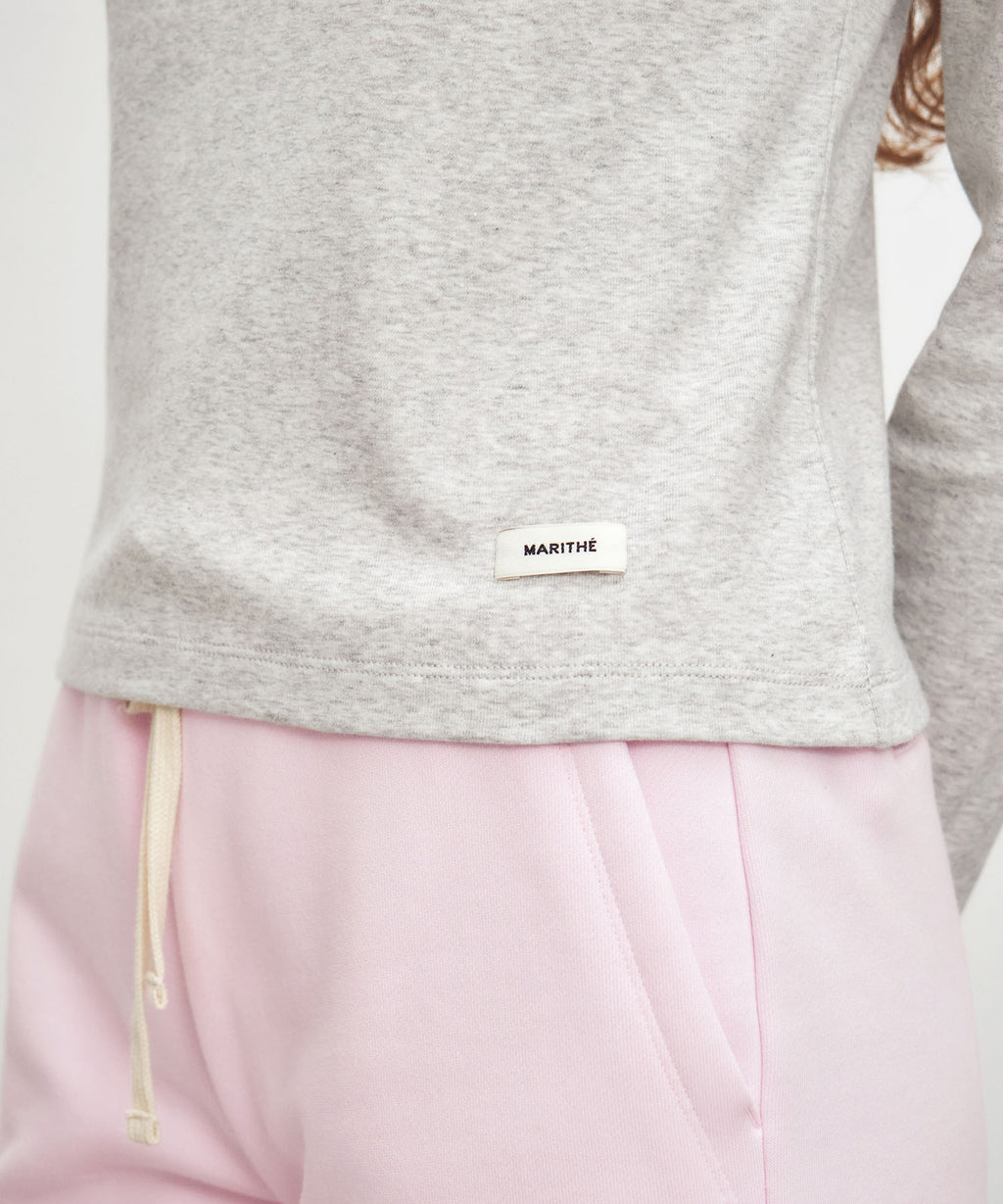 Marithe & Francois Girbaud - Basic Scoop Back Long Sleeve (Light Heather Gray) product image 4 | TRAB K-Fashion Australia