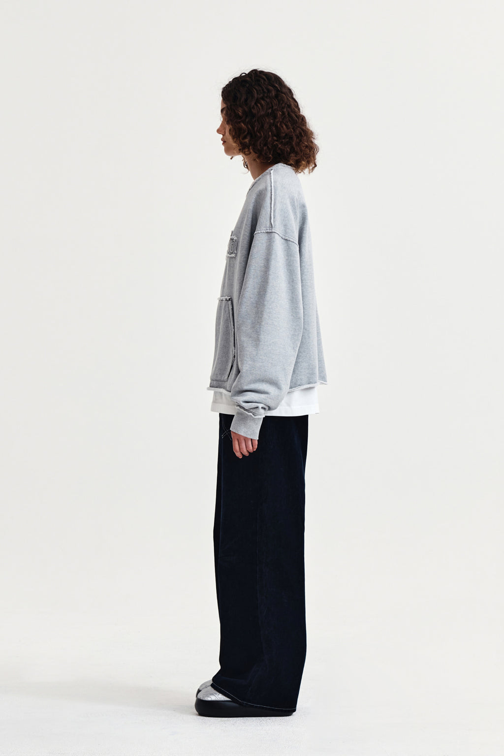 Matin Kim - Raw Cut Applique Sweatshirt (Grey) product image 7 | TRAB K-Fashion Australia