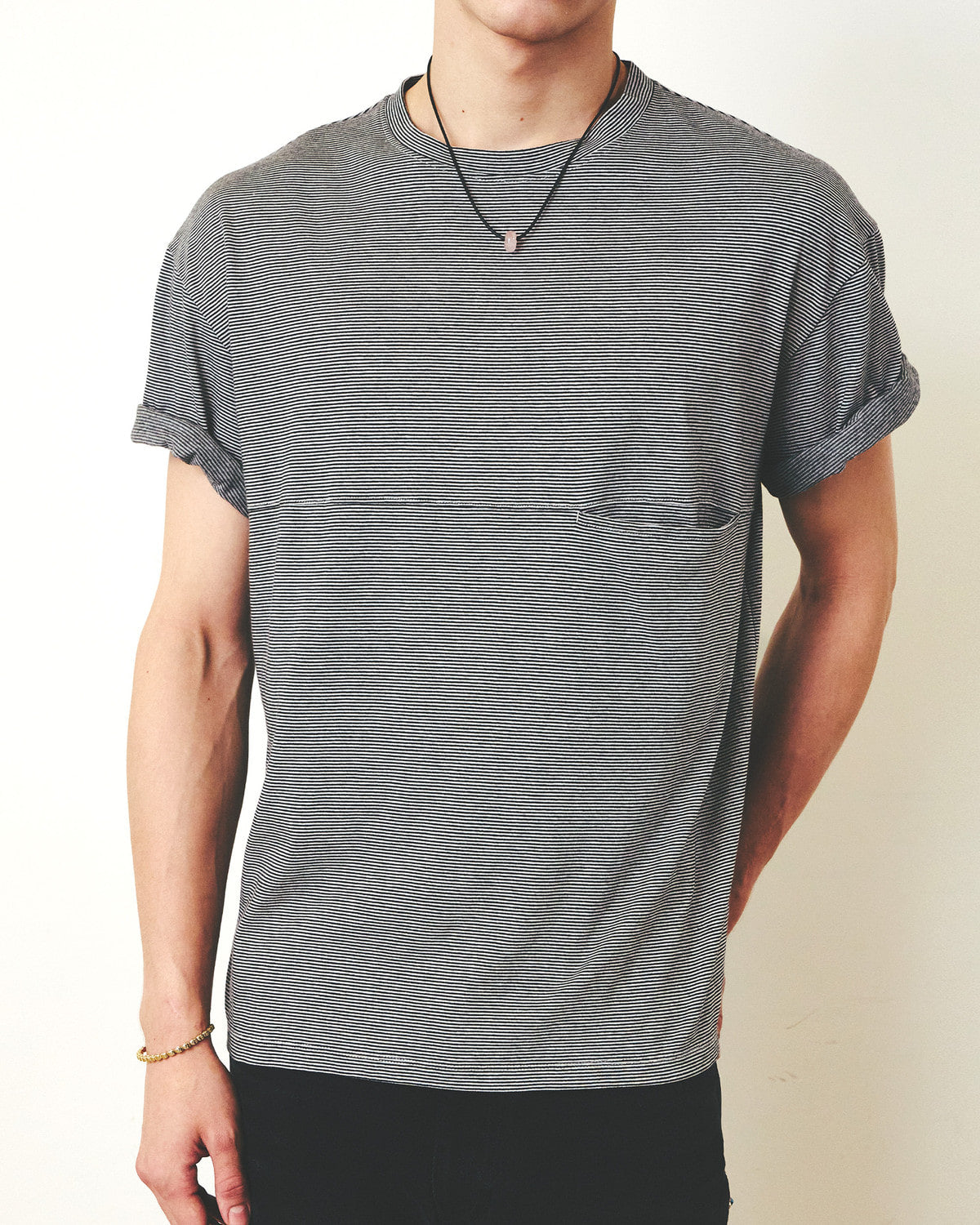 Eastlogue - Modified One Pocket T-shirts (Black & White Stripe) product image 6 | TRAB K-Fashion Australia