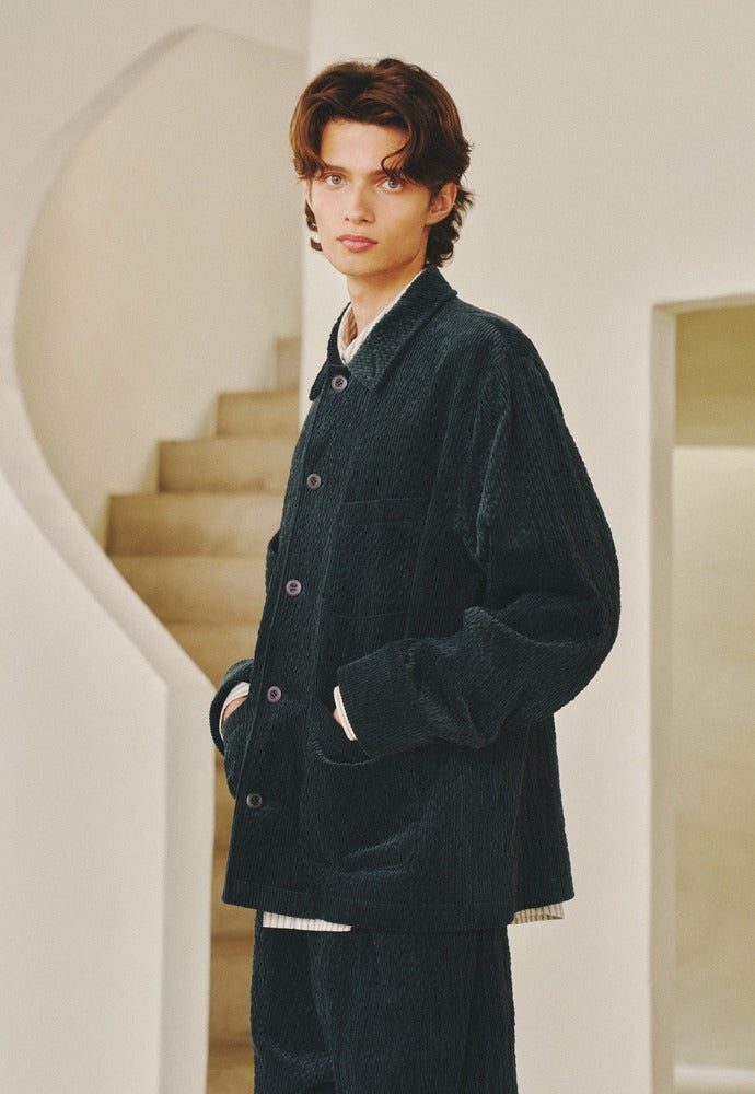 Art if acts - Corduroy French Work Jacket (Black Opal) product image 1 | TRAB K-Fashion Australia