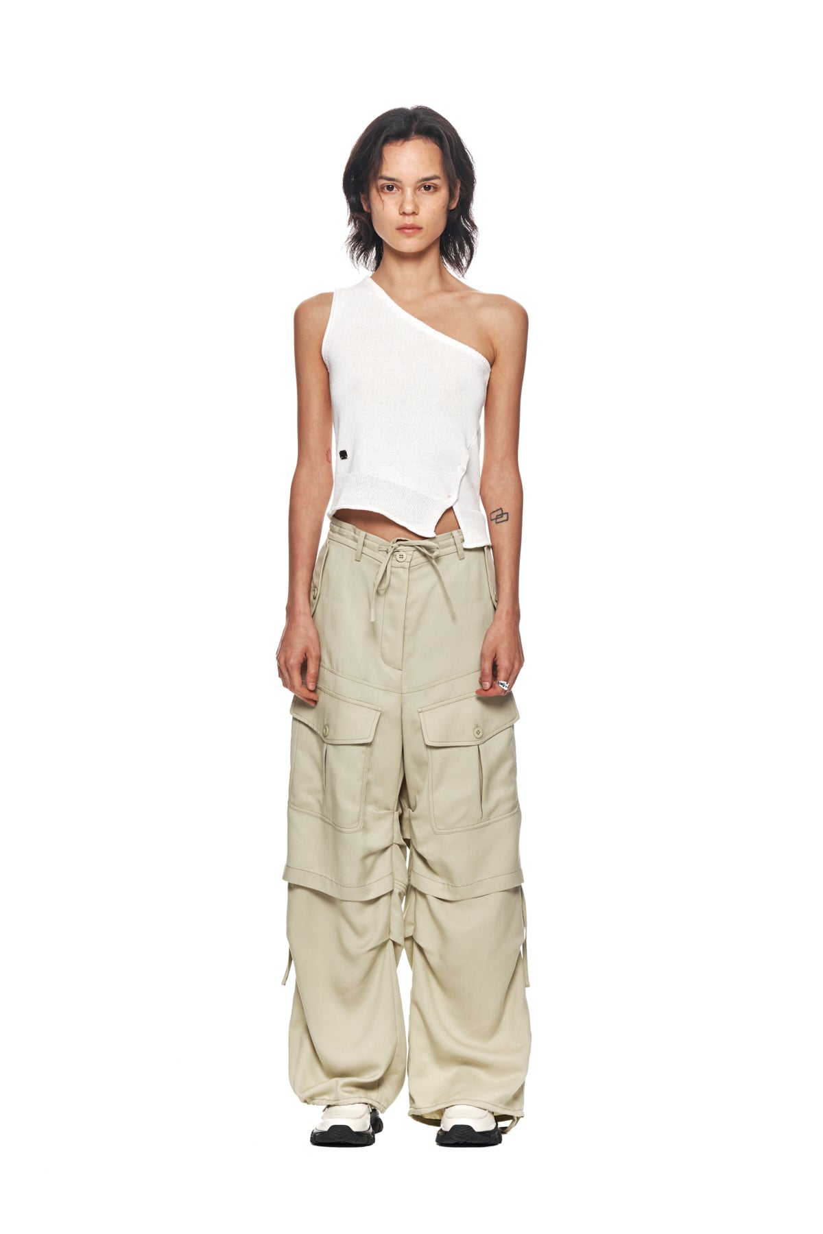 Matin Kim - Rayon String Cargo Pants (Light Khaki) product image 11 | TRAB K-Fashion Australia