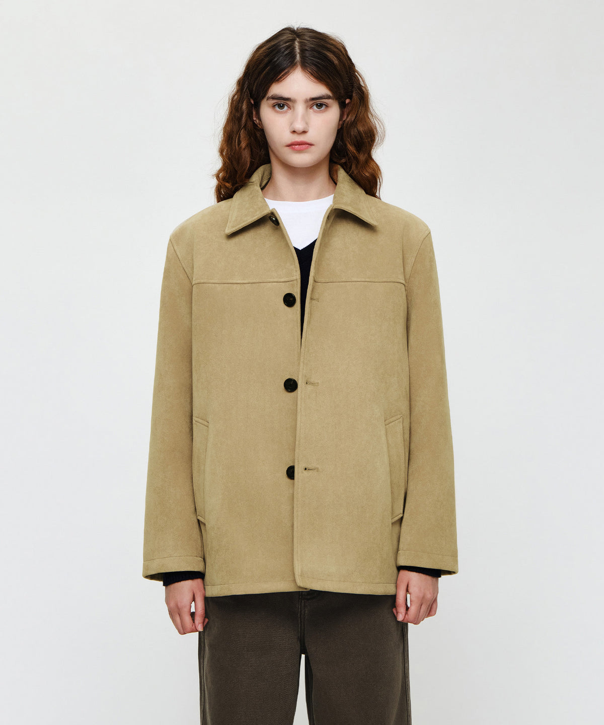 Marithe & Francois Girbaud - Faux Suede Half Jacket (Beige) product image 1 | TRAB K-Fashion Australia