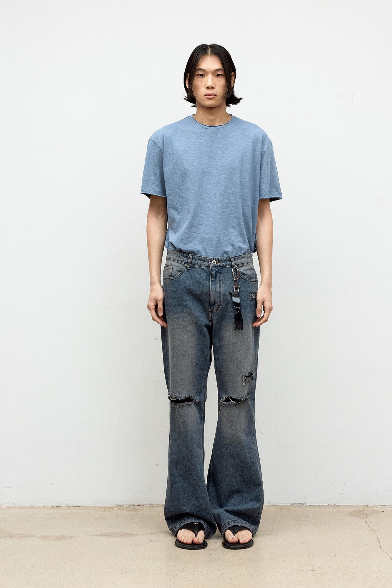 Coor - Low-Cut Cotton Slub T-Shirt (Airy Blue) product image 2 | TRAB K-Fashion Australia