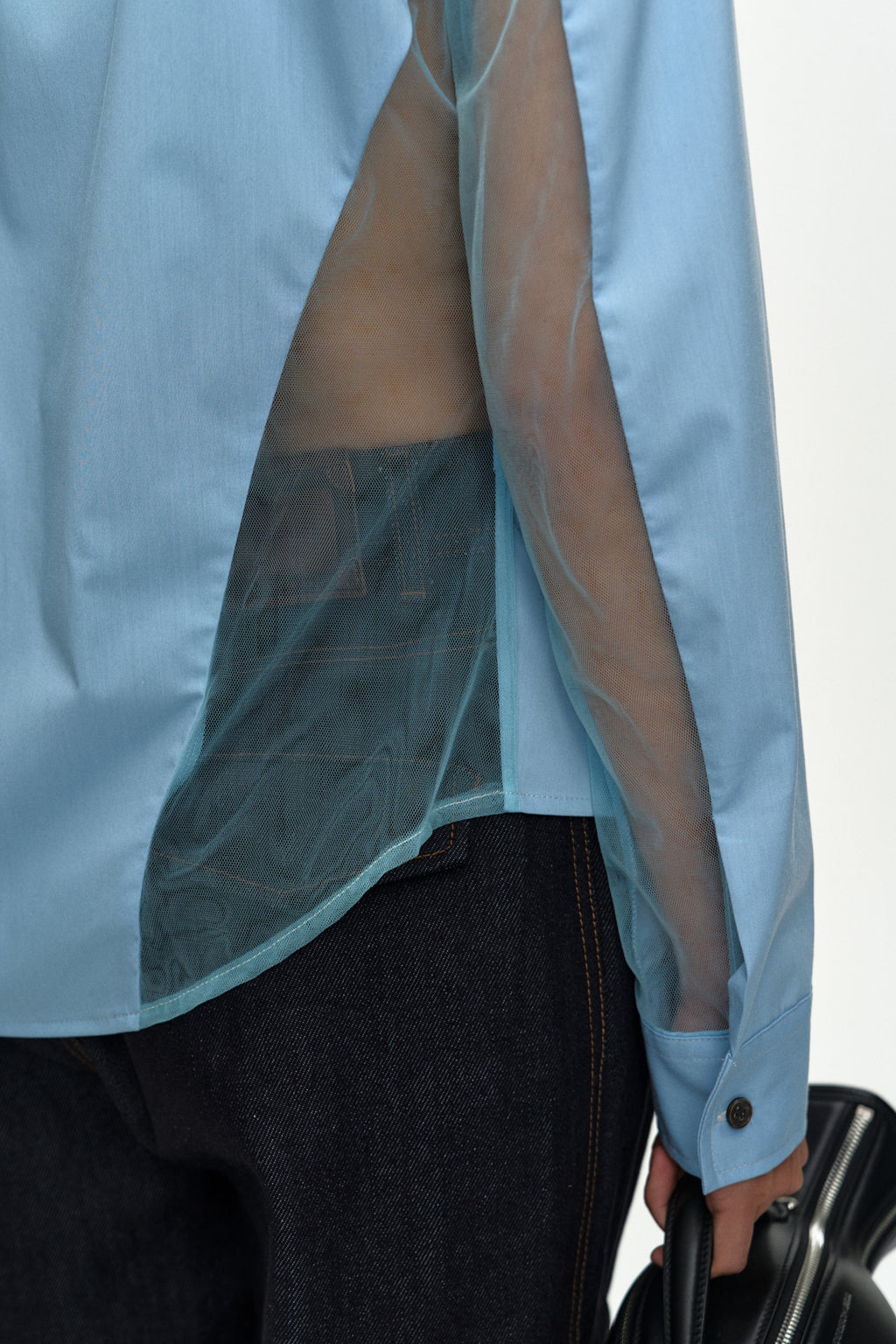 Andersson Bell - Mesh Twist-Tuck Shirt (Blue) product image 8 | TRAB K-Fashion Australia