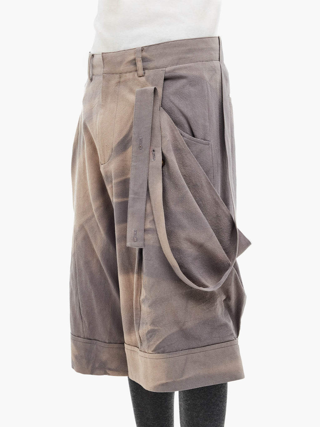 Jiyong Kim - Sun-Bleached Layered Strap Half Trousers (Grey) product image 8 | TRAB K-Fashion Australia