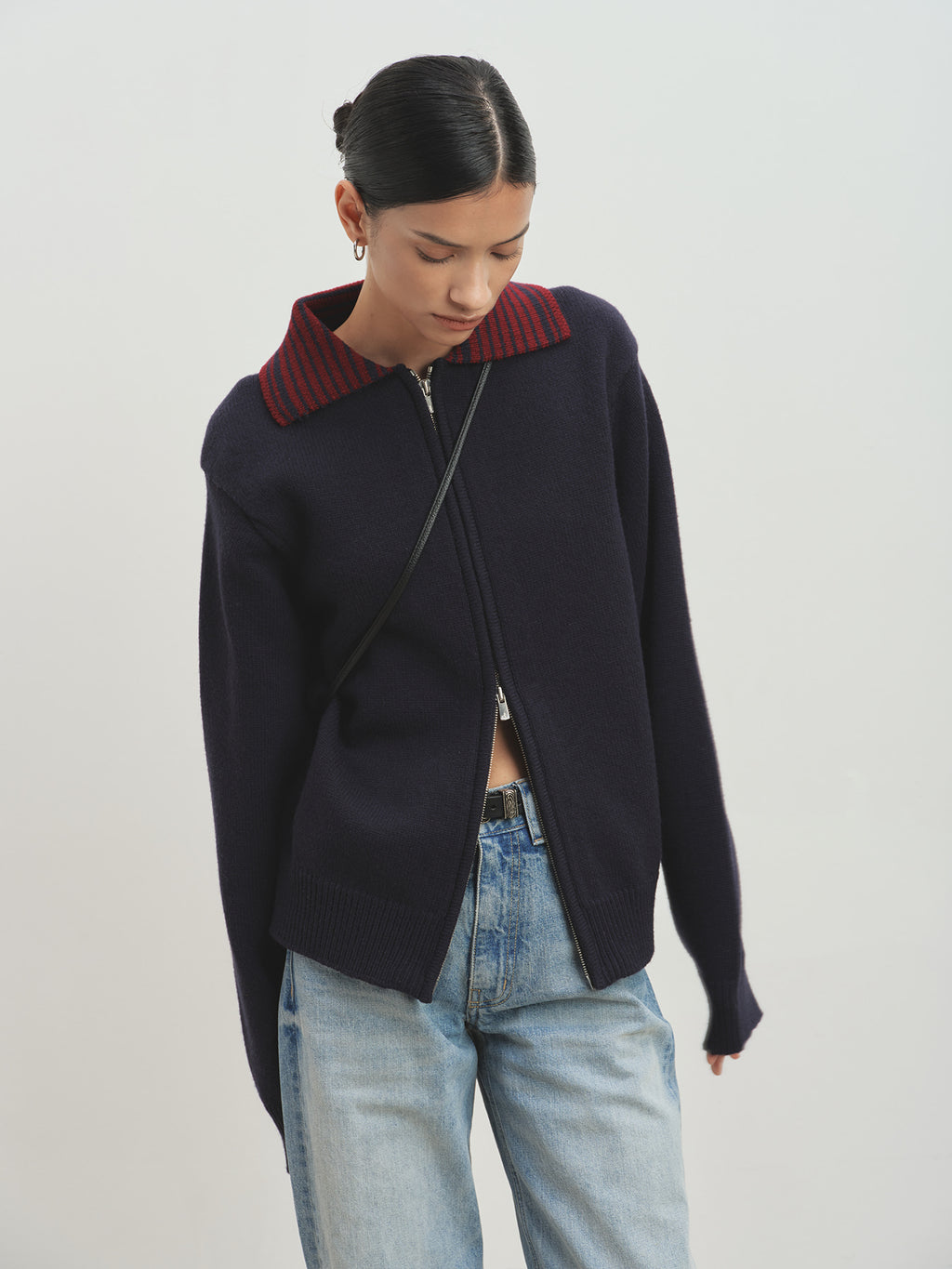 Tonywack - Contrast Collar Full-Zip Blouson (Navy) product image 7 | TRAB K-Fashion Australia