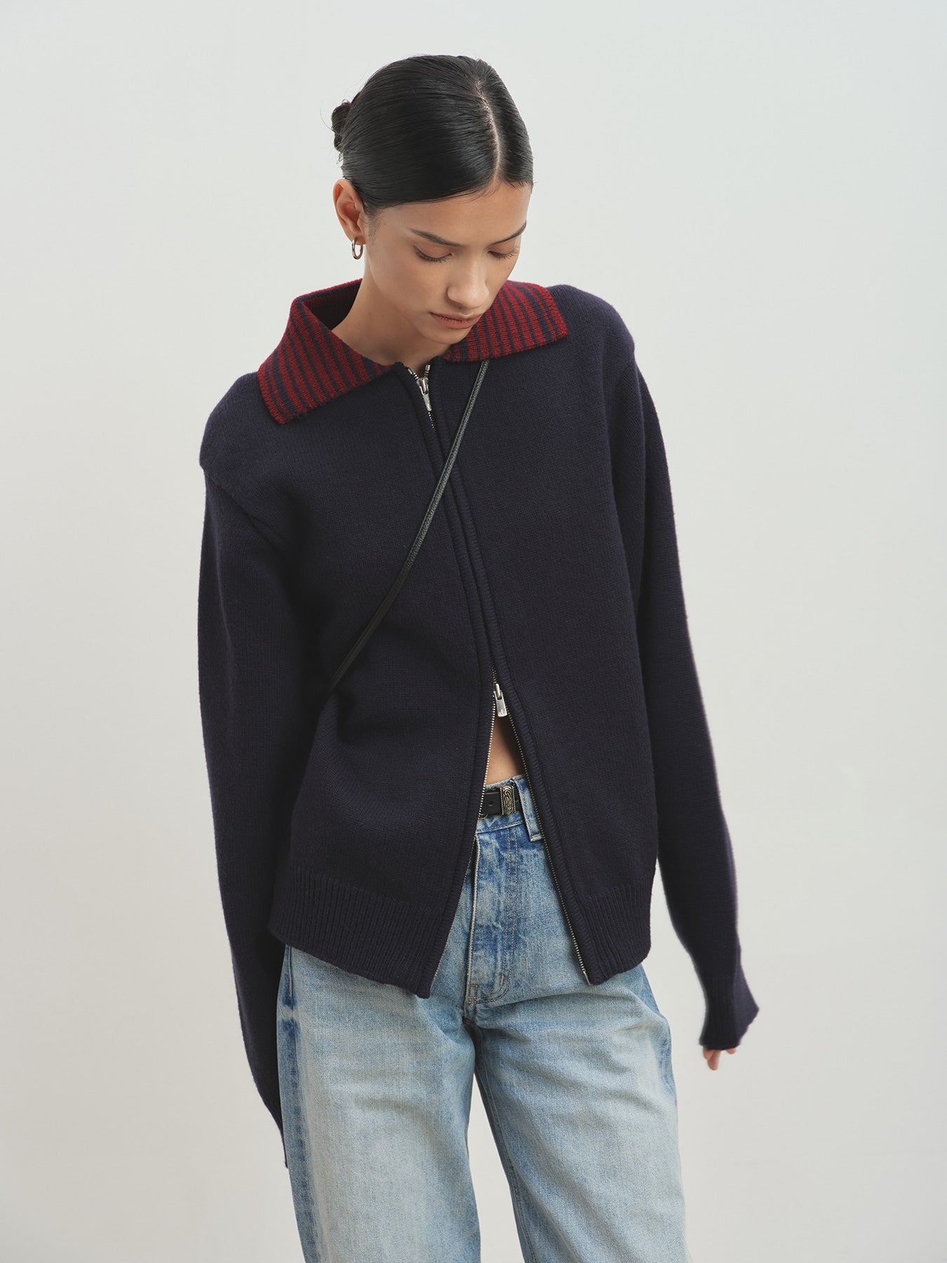 Tonywack - Contrast Collar Full-Zip Blouson (Navy) product image 7 | TRAB K-Fashion Australia