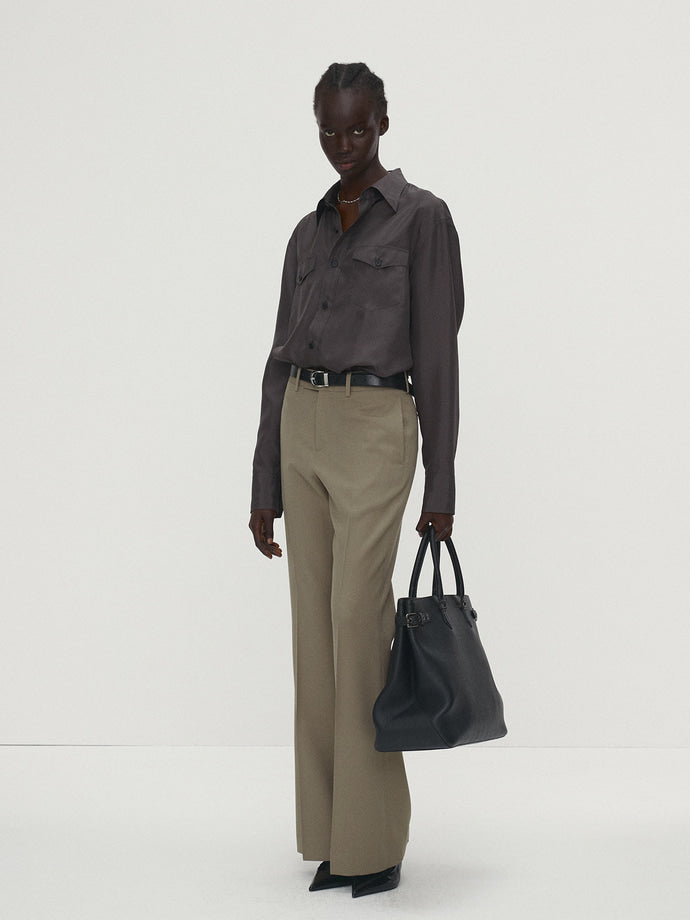 Tonywack - Silk Double Pocket Shirt (Olive Charcoal) product image 2 | TRAB K-Fashion Australia