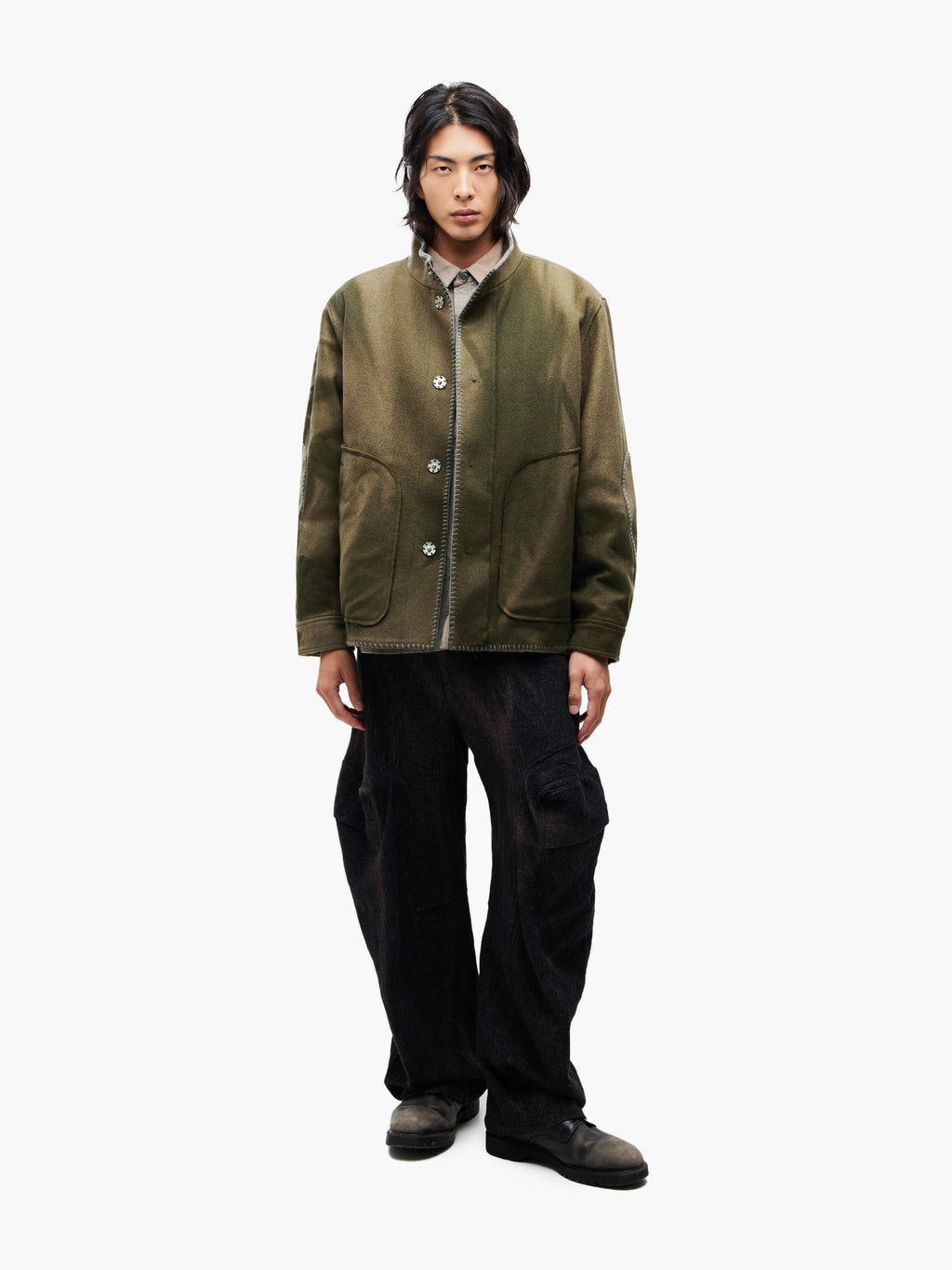 Jiyong Kim - Sun-Bleached Blanket Jacket (Green) product image 1 | TRAB K-Fashion Australia
