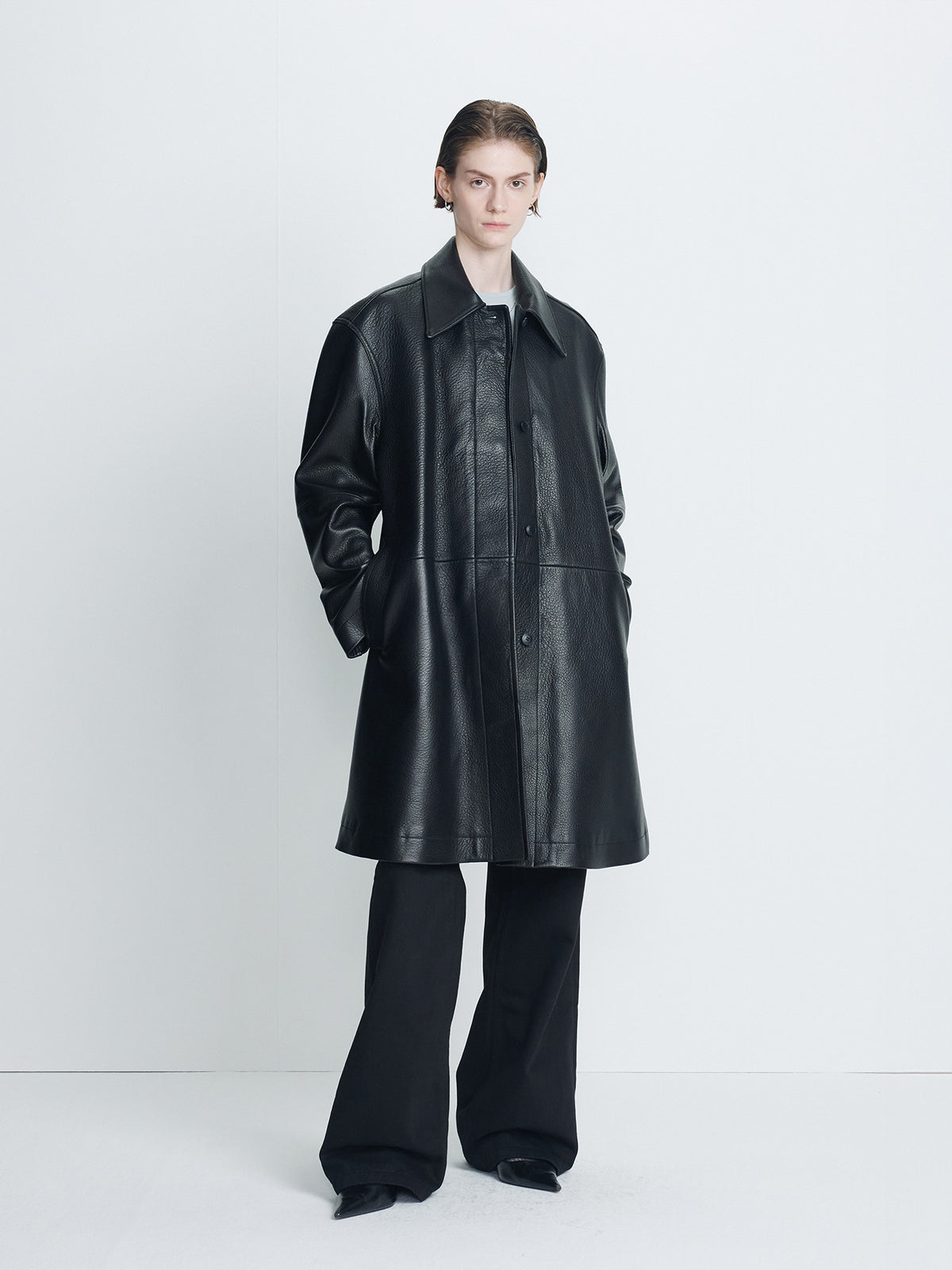 Tonywack - Half Leather Coat (Black) product image 1 | TRAB K-Fashion Australia
