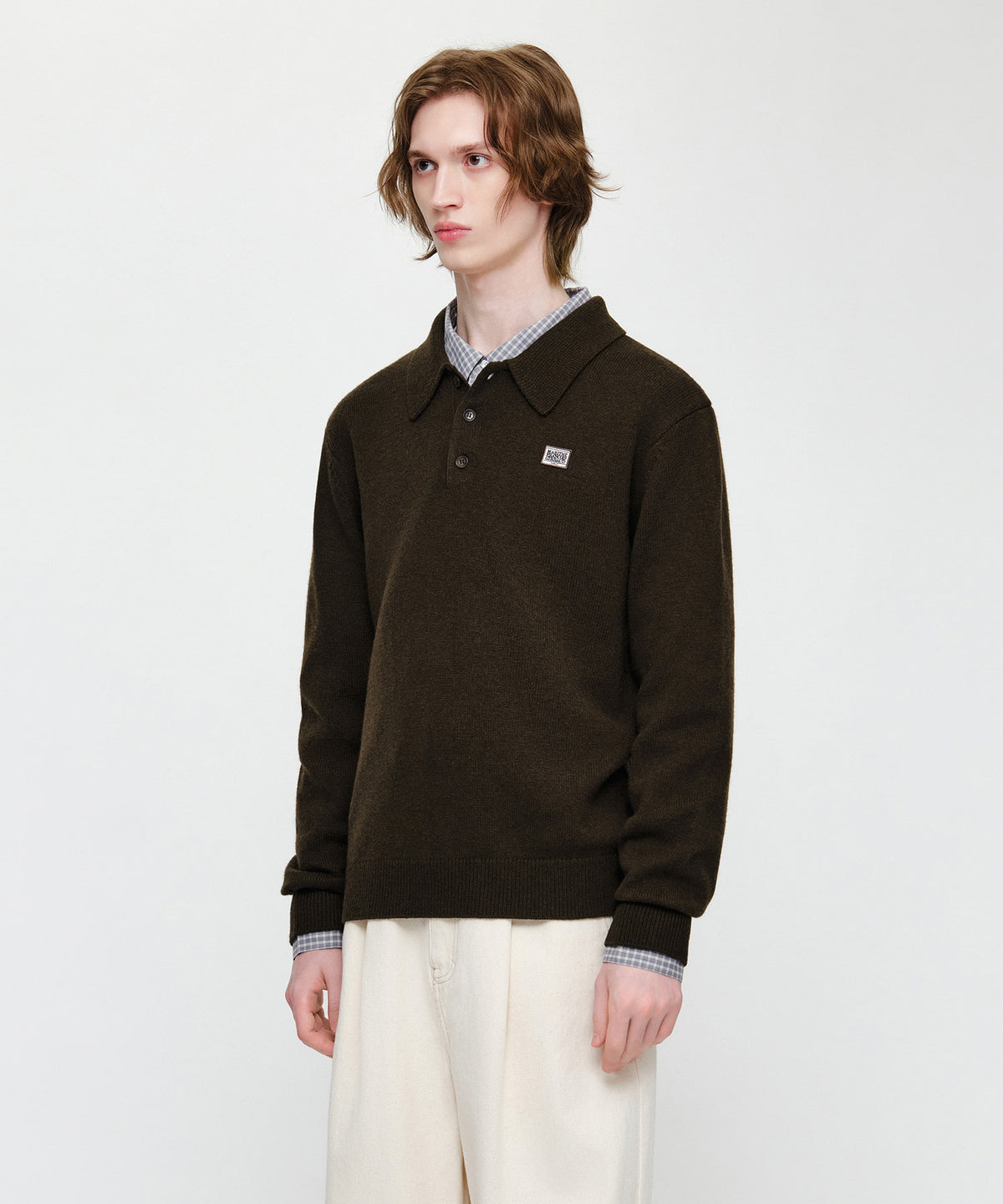 Marithe & Francois Girbaud - Small Classic Logo Collar Knit (Dark Brown) product image 2 | TRAB K-Fashion Australia