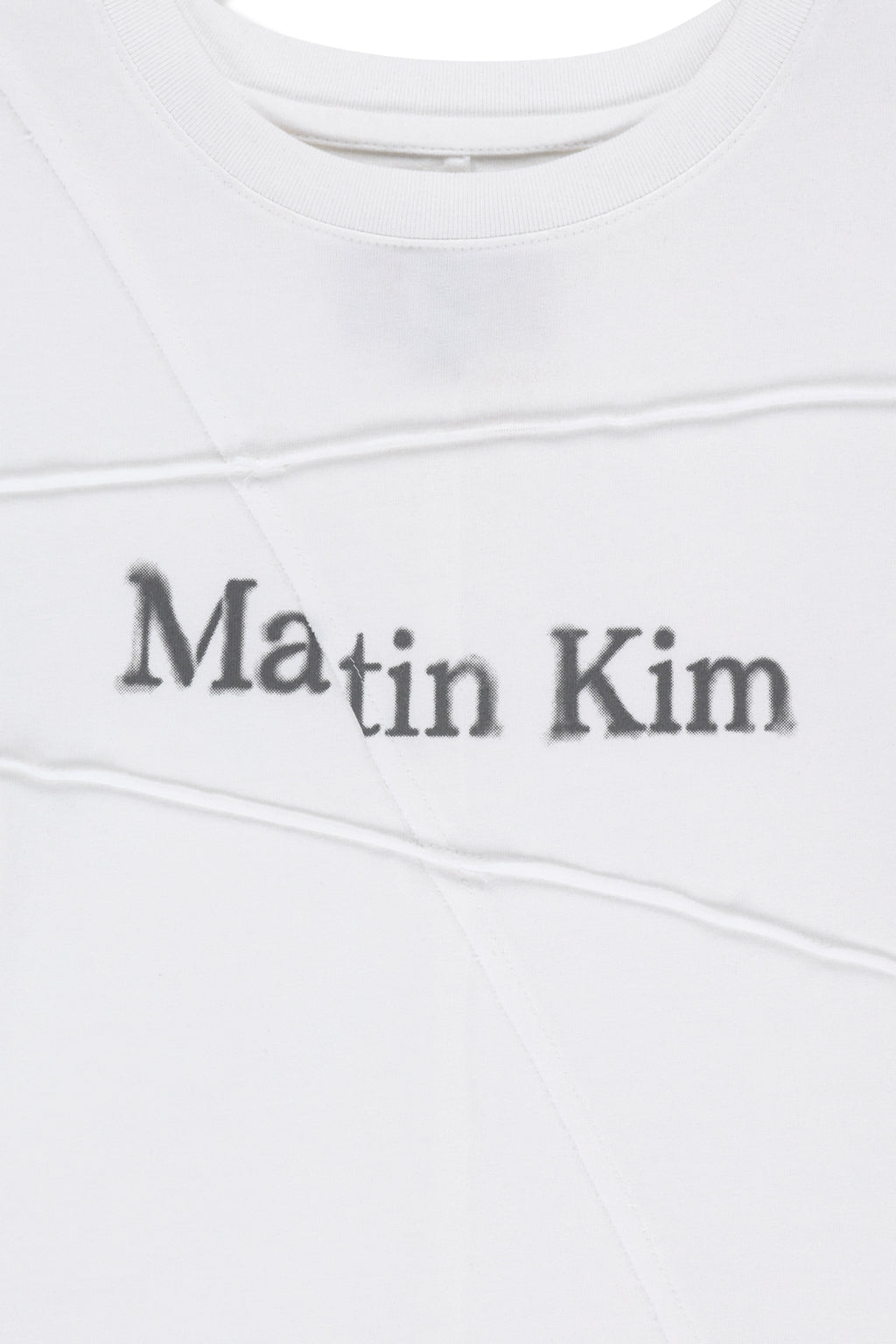Matin Kim - Diagonal Cut Logo Crop Top (White) product image 5 | TRAB K-Fashion Australia