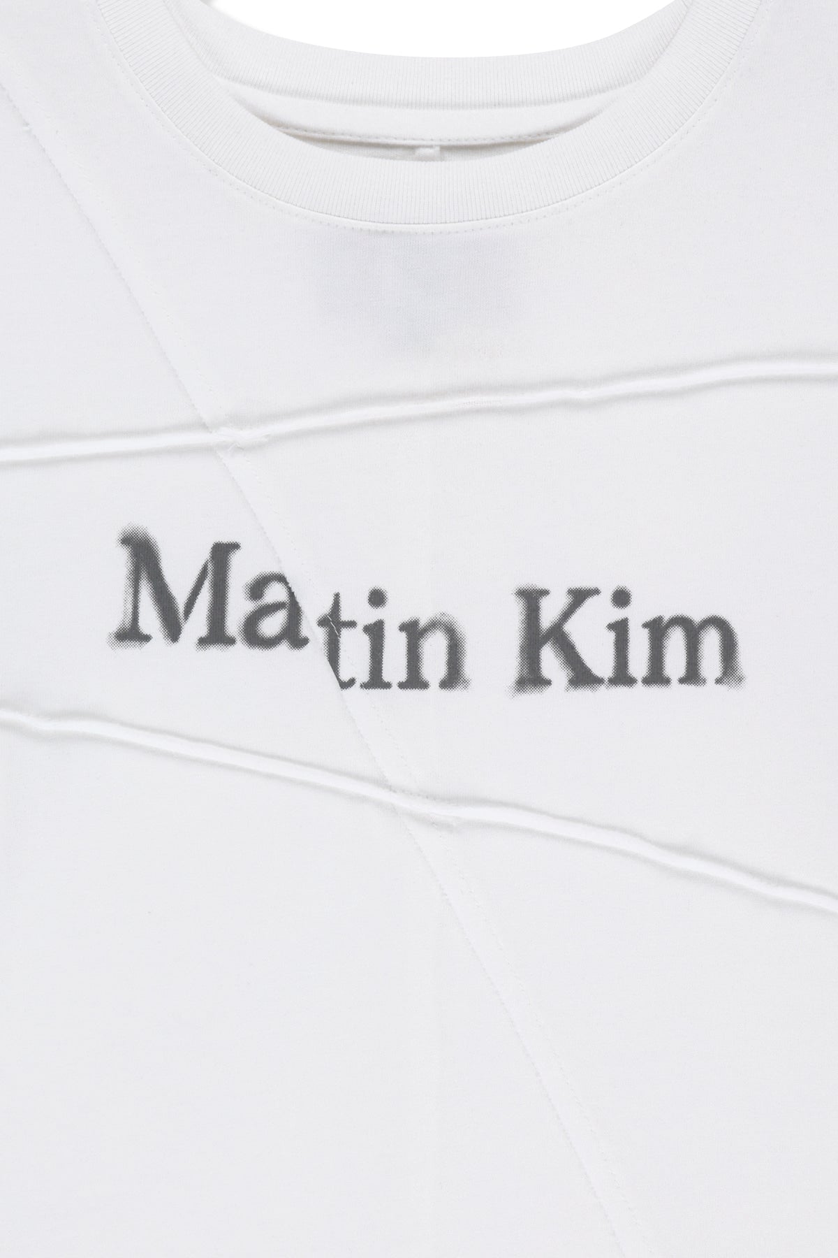 Matin Kim - Diagonal Cut Logo Crop Top (White) product image 5 | TRAB K-Fashion Australia