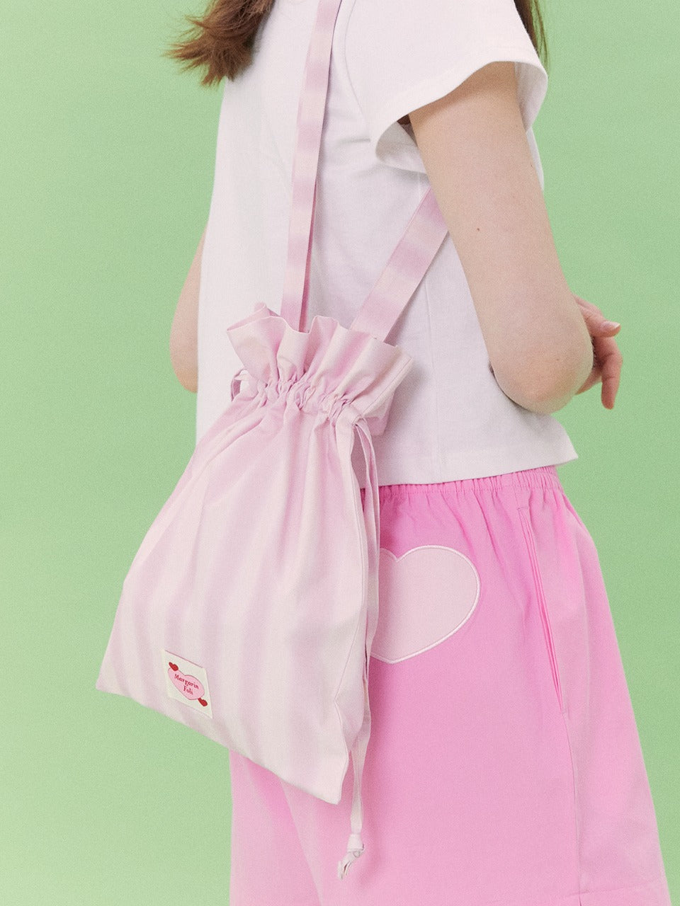 Margarin Fingers - [mf X Foli] Blurry Stripes Pouch Bag (Pink) product image 1 | TRAB K-Fashion Australia