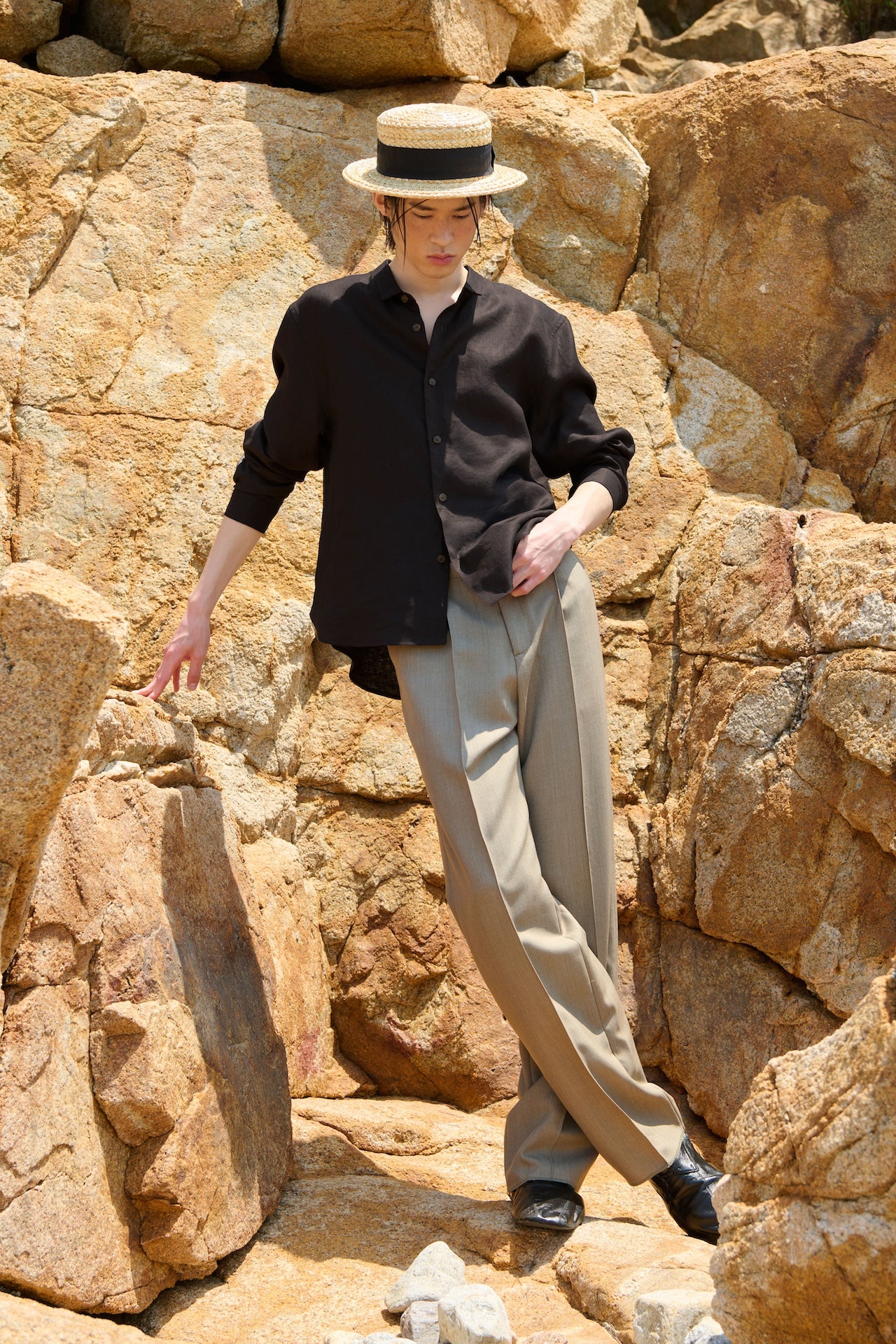 STU - Linen Shirt (Brown) product image 1 | TRAB K-Fashion Australia