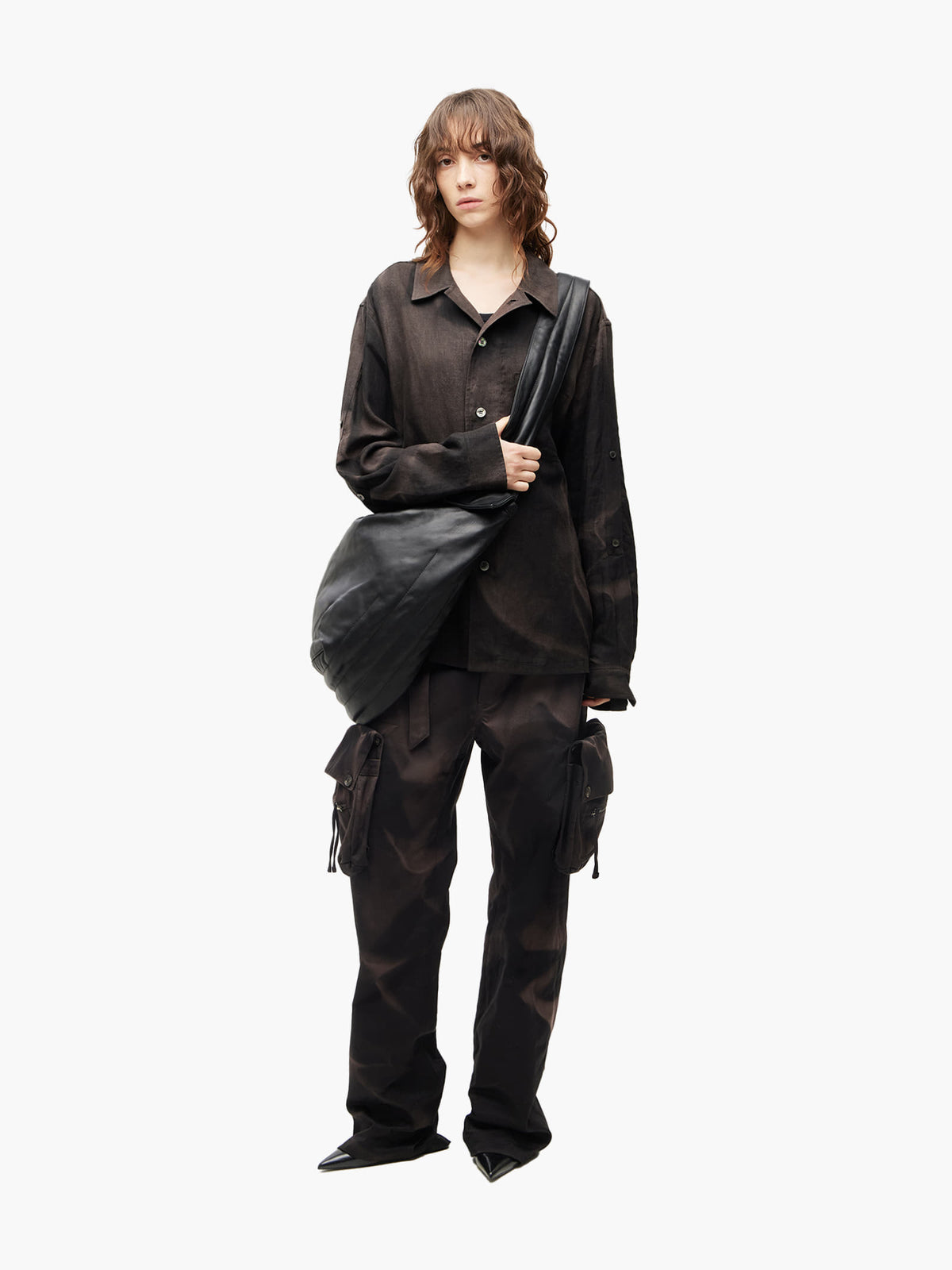 Jiyong Kim - Draped Leather Shoulder Bag (Black) product image 2 | TRAB K-Fashion Australia