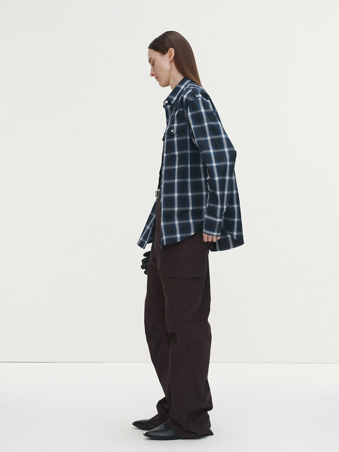 Tonywack - Checked Cotton Western Shirt Japanese Fabric (Navy/White) product image 4 | TRAB K-Fashion Australia