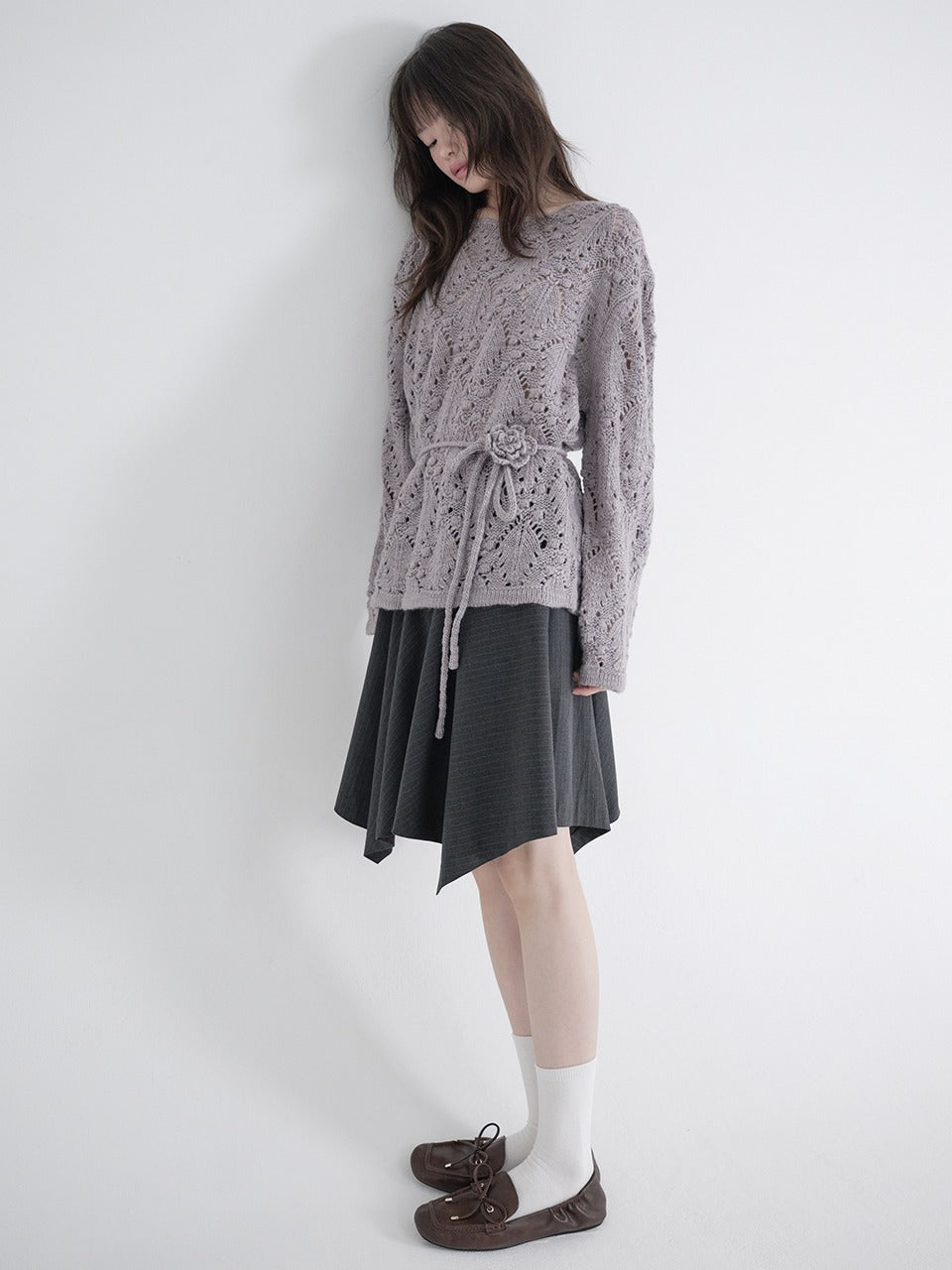 Margarin Fingers - Corsage Pointelle Pullover (Purple) product image 1 | TRAB K-Fashion Australia