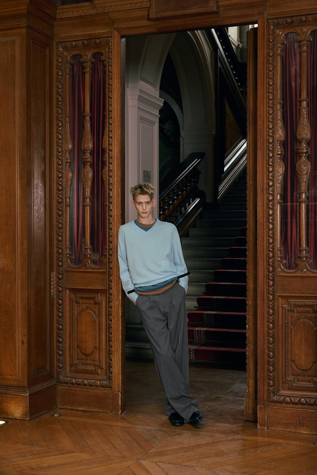 STU - Crease Double Belt Slacks (Mid Grey) product image 7 | TRAB K-Fashion Australia