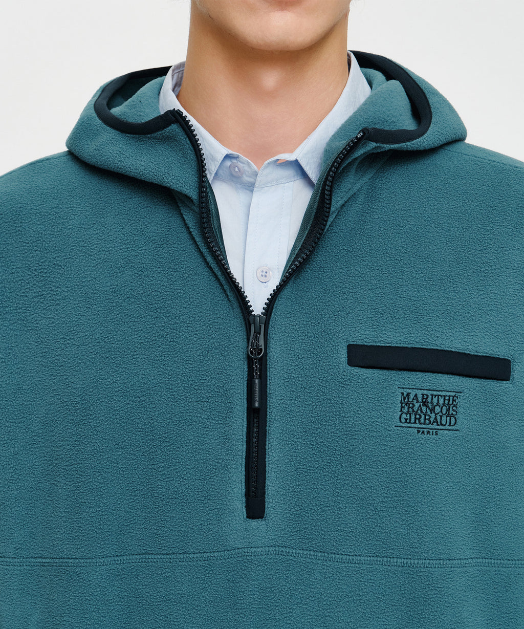 Marithe & Francois Girbaud - Small Classic Logo Fleece Hoodie Anorak (Teal) product image 4 | TRAB K-Fashion Australia