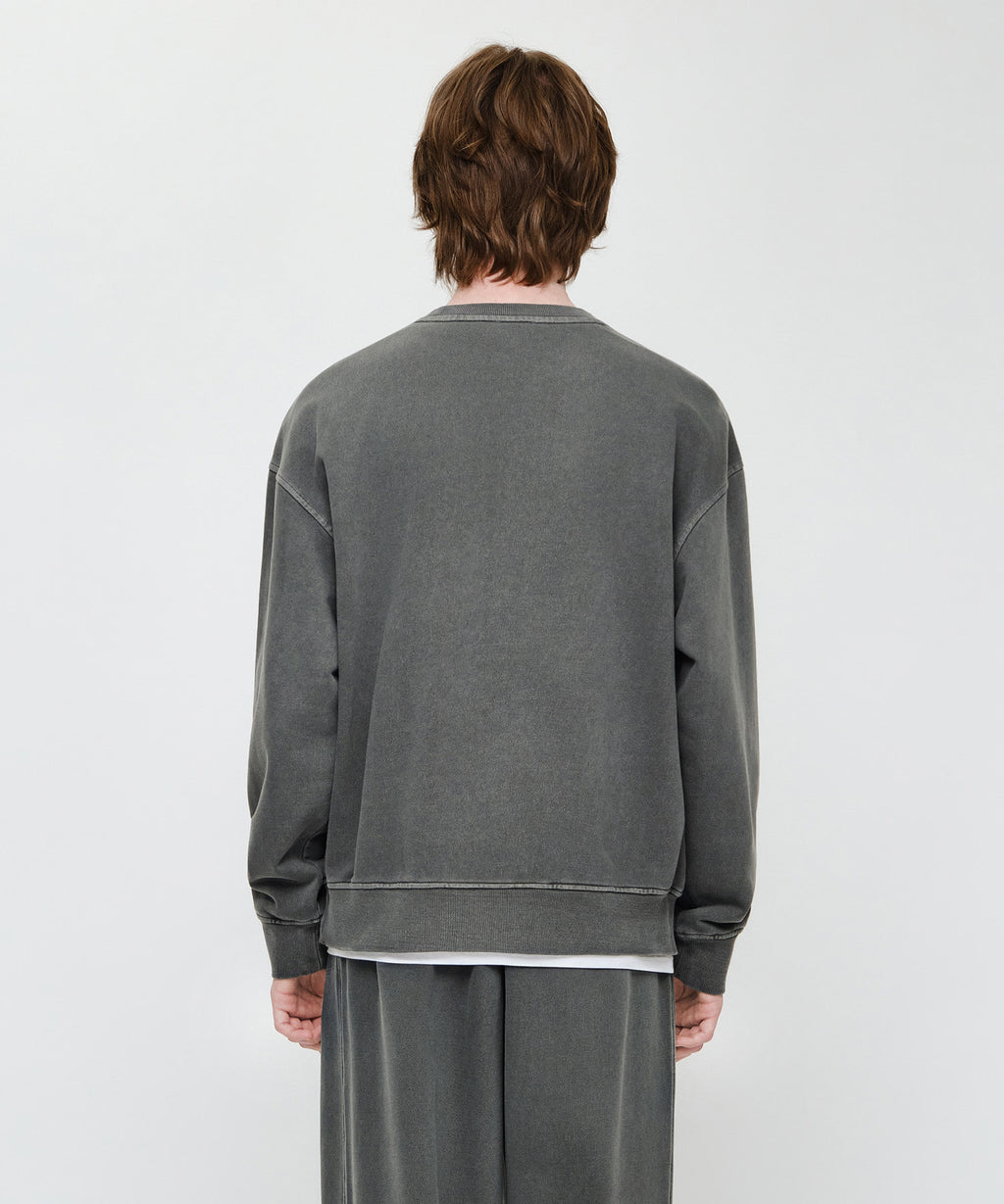 Marithe & Francois Girbaud - Crack Classic Logo Dyeing Oversized Sweatshirt (Charcoal) product image 3 | TRAB K-Fashion Australia
