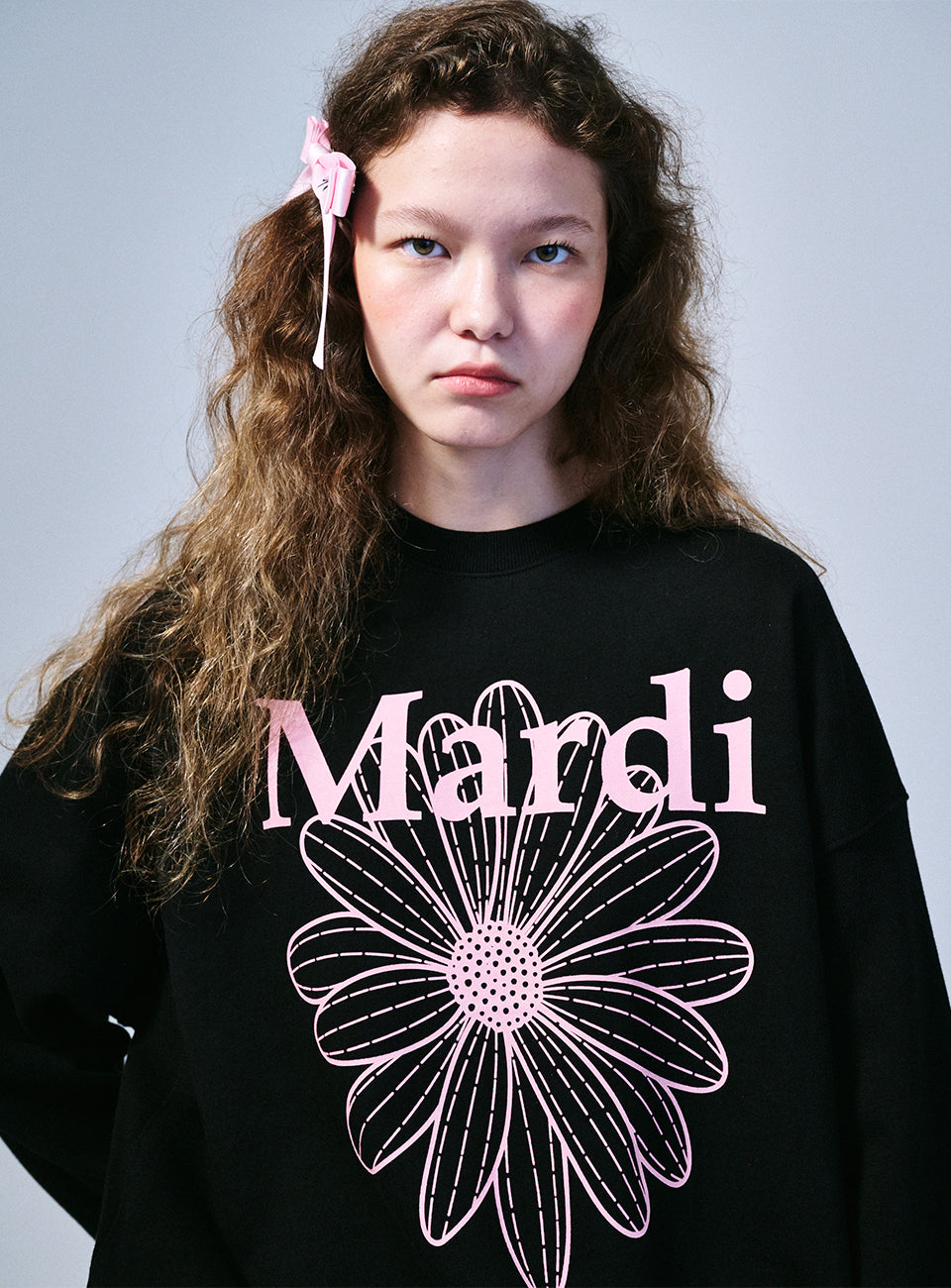 Mardi Mercredi - Sweatshirt Flowermardi (Black Pink) product image 1 | TRAB K-Fashion Australia