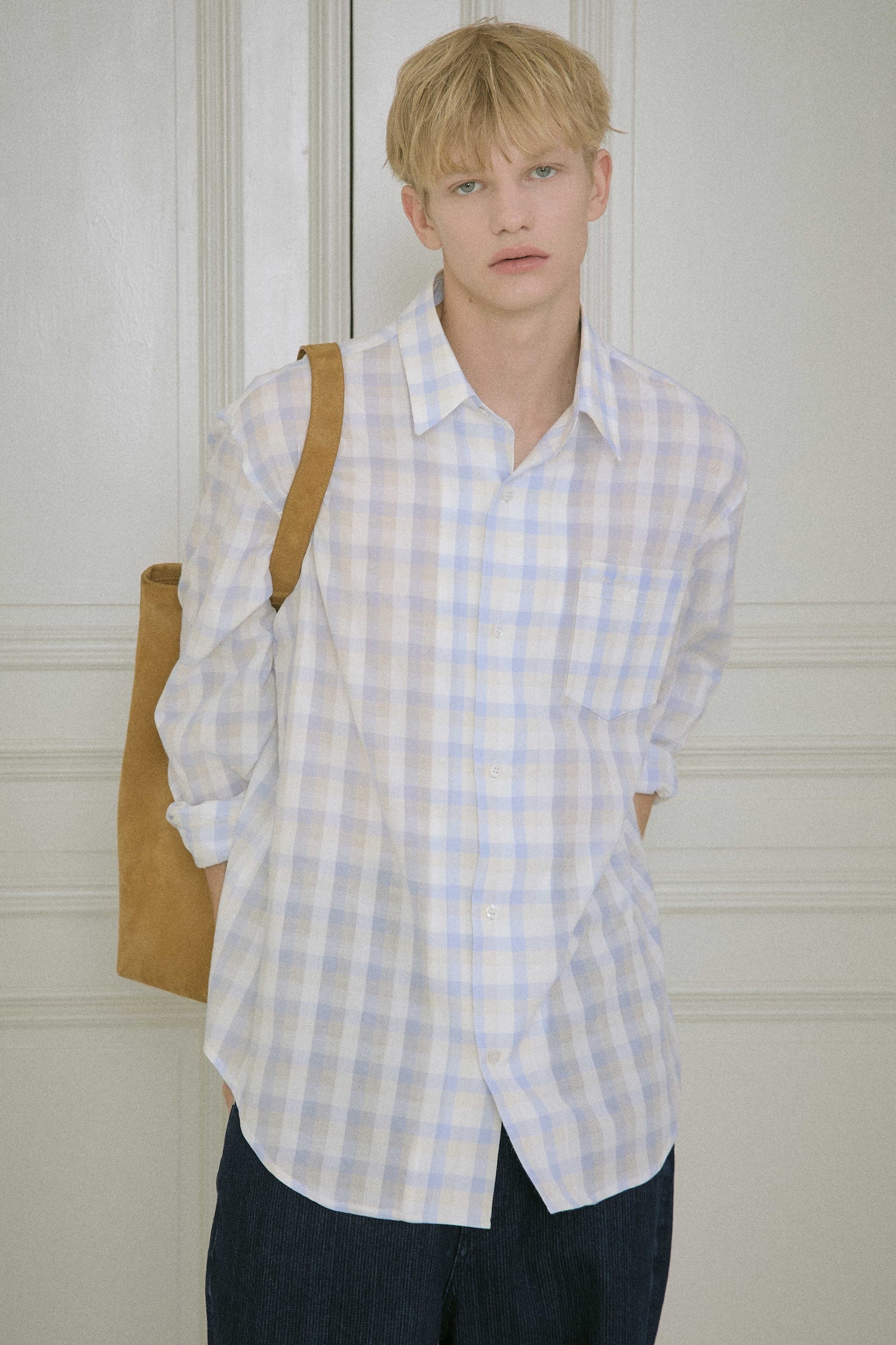 STU - Embroidery Check Shirt Sky (Blue) product image 11 | TRAB K-Fashion Australia
