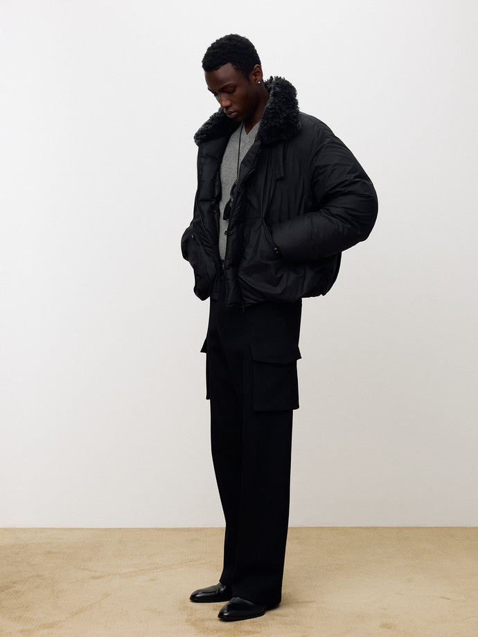 Tonywack - Textured Wool Wide Cargo Pants (Black) product image 4 | TRAB K-Fashion Australia