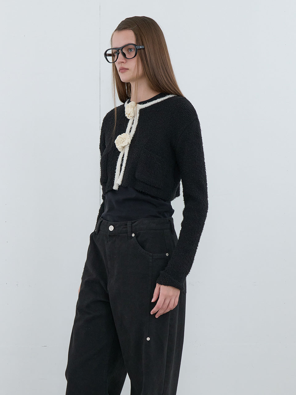 Kijun - Crochet Knit Jacket (Black) product image 1 | TRAB K-Fashion Australia