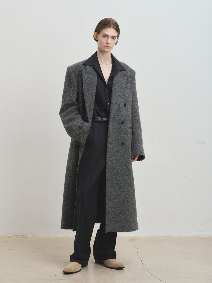 Tonywack - Textured Wool And Alpaca Double-Breasted Coat (Grey) product image 1 | TRAB K-Fashion Australia