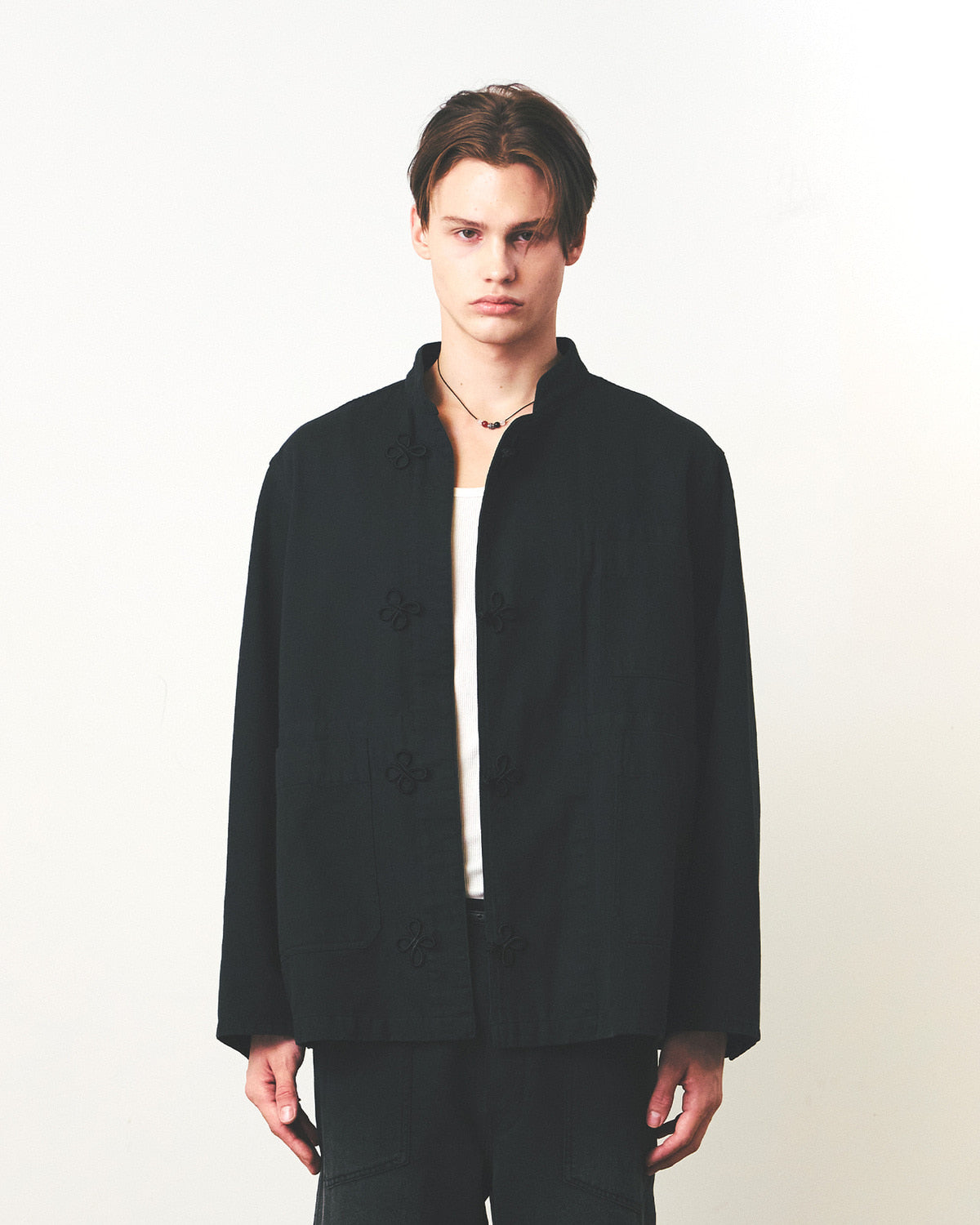 Eastlogue - Lotus Coverall Chore Jacket (Black Herringbone) product image 2 | TRAB K-Fashion Australia