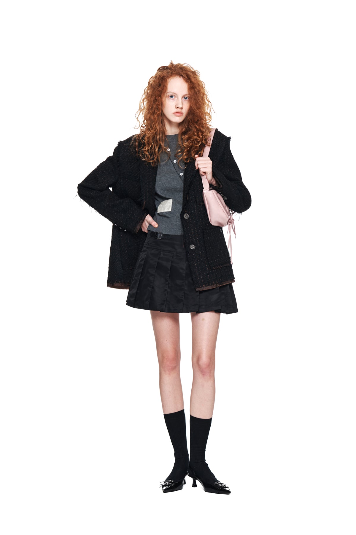Matin Kim - Tweed Pocket Blazer (Black) product image 8 | TRAB K-Fashion Australia
