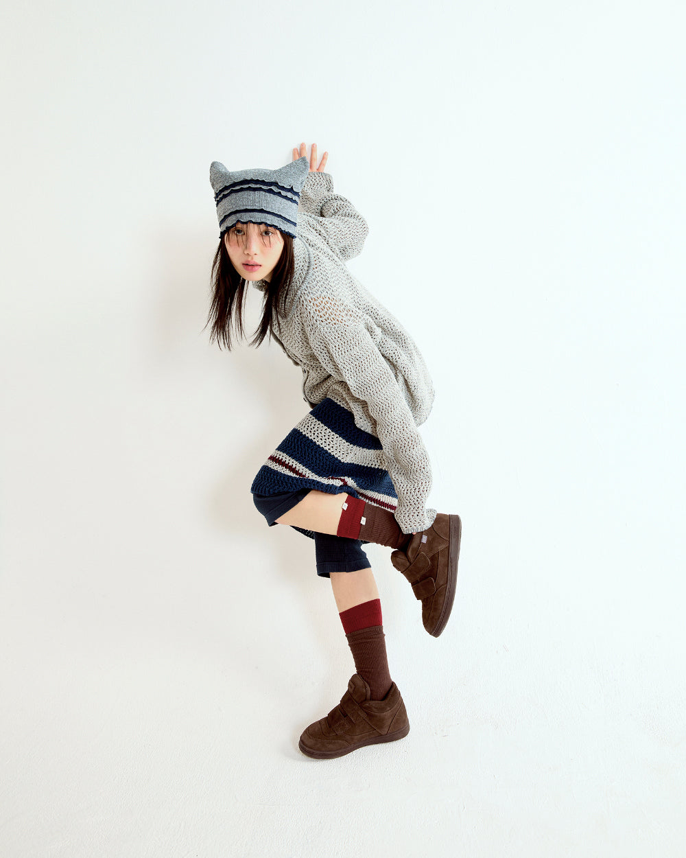 Coyseio - Net Knit Cardigan (Grey) product image 2 | TRAB K-Fashion Australia