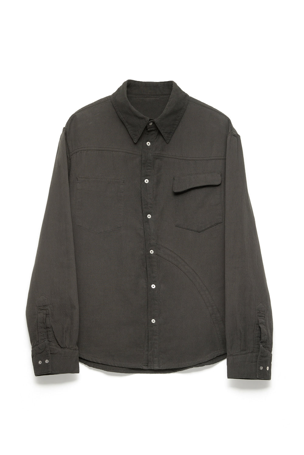 Hatchingroom - Reverse Western Shirt Gauze (Over Dyed Green Charcoal) product image 5 | TRAB K-Fashion Australia